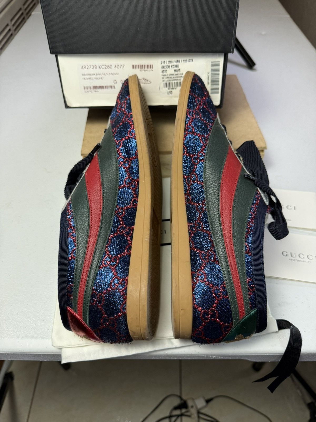 Gucci GUCCI Falacer Lurex Low-Top Sneakers Sz 8.5 Size US 8.5 / EU 41-42 - 10 Thumbnail