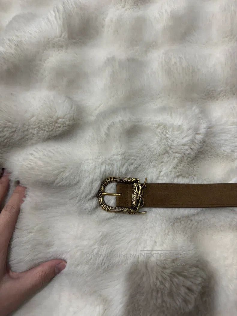 Saint Laurent Paris Saint Laurent Paris size 80 Golden Embossed Logo Belt Size ONE SIZE - 3 Thumbnail