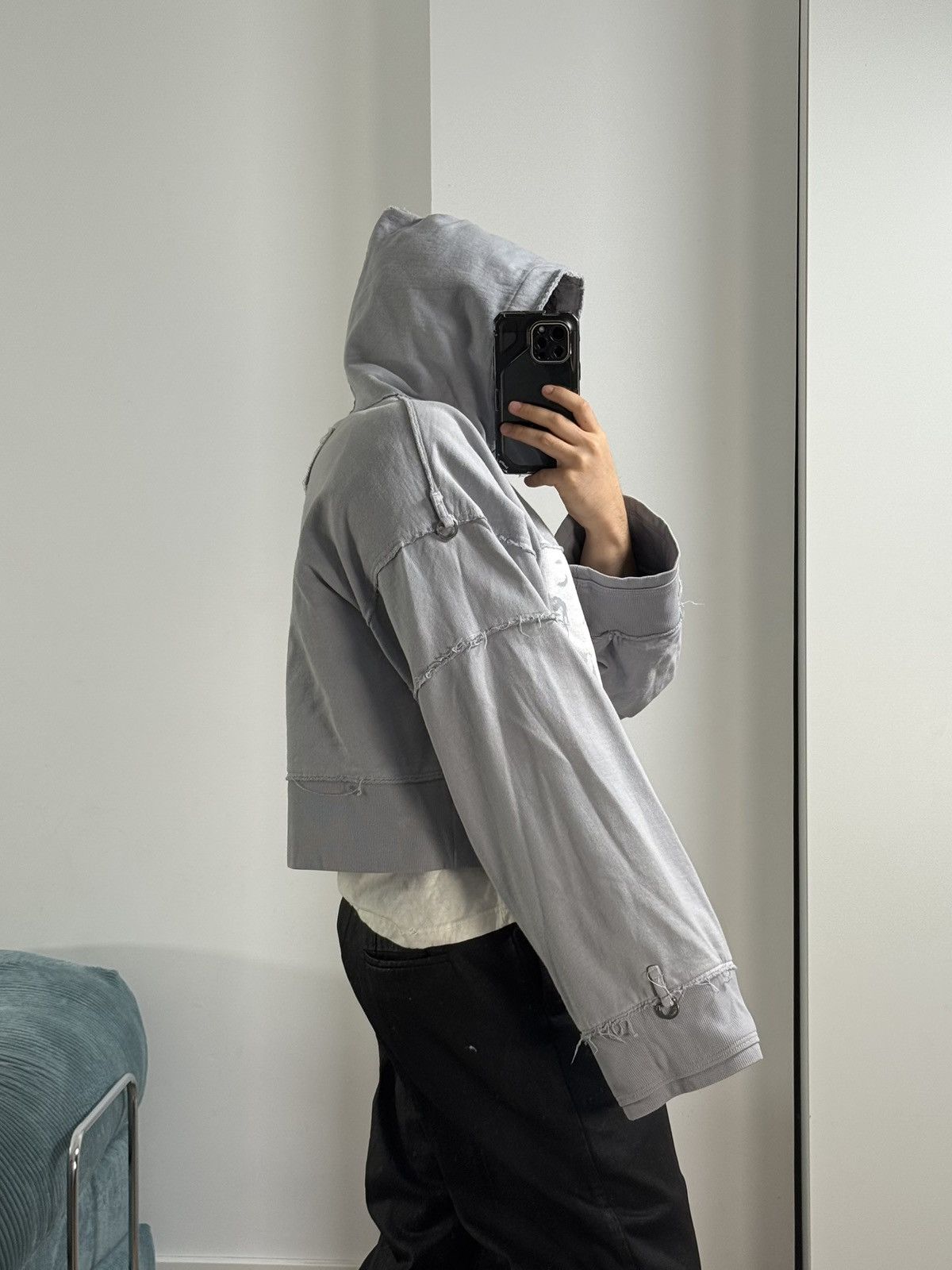 SHINE LUXURY RARE “MARTYR LOREM” Cropped Bondage Hoodie - Light Lavander Size US L / EU 52-54 / 3 - 3 Thumbnail