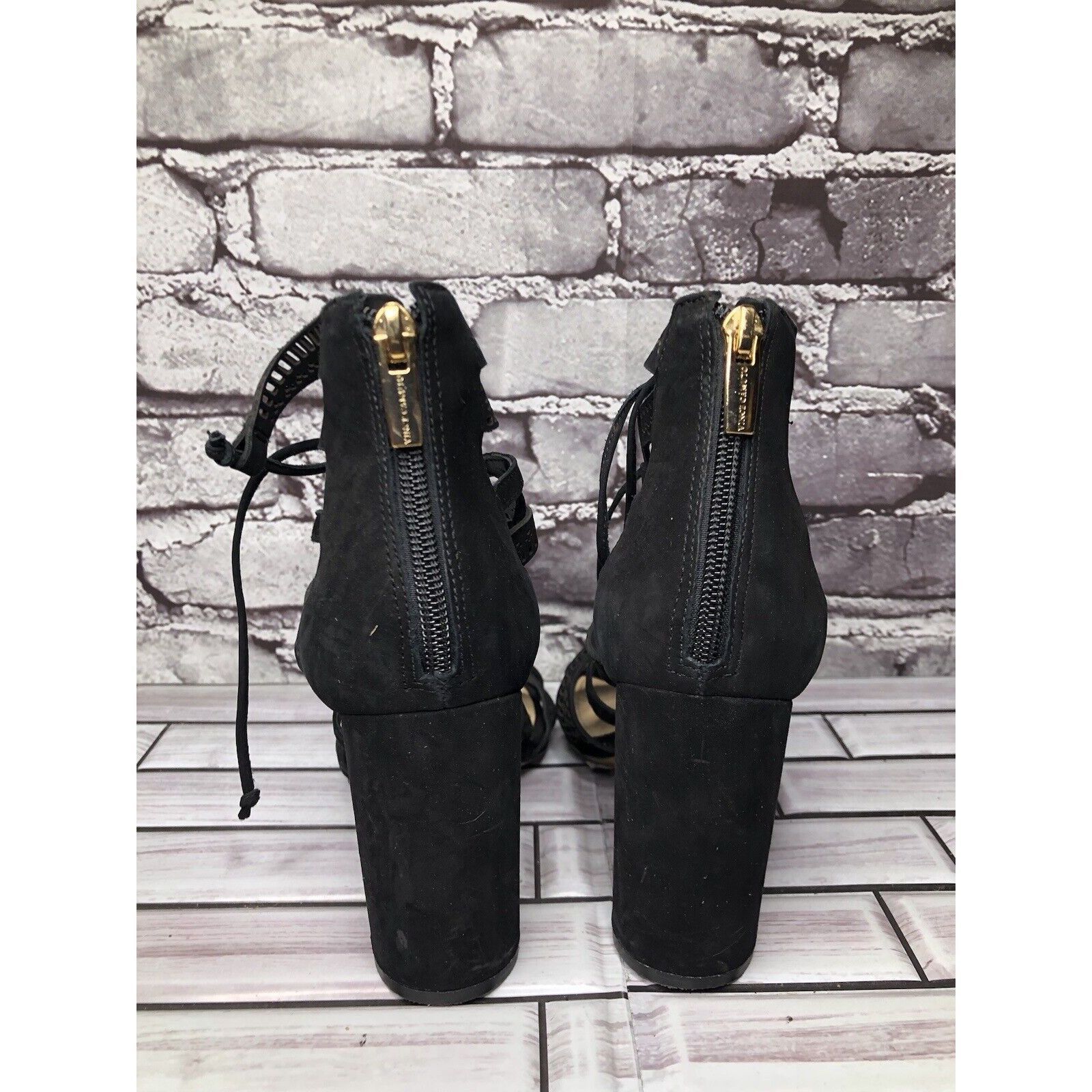 Vince Camuto Vince Camuto Mindie Black Leather Lace Up Strappy Heels Wome Size US 8 / IT 38 - 4 Thumbnail