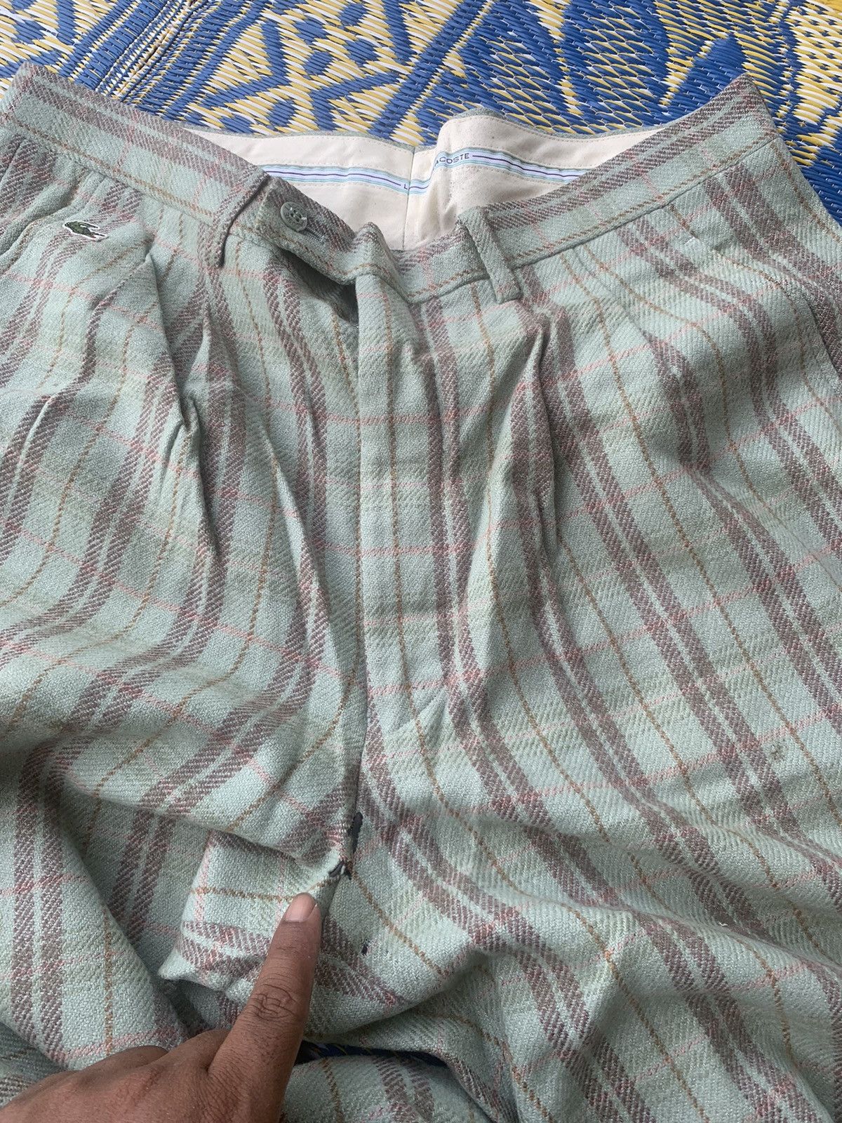Lacoste Vintage 80s Tartan Casual Pants Chemise Lacoste Size US 33 - 15 Thumbnail