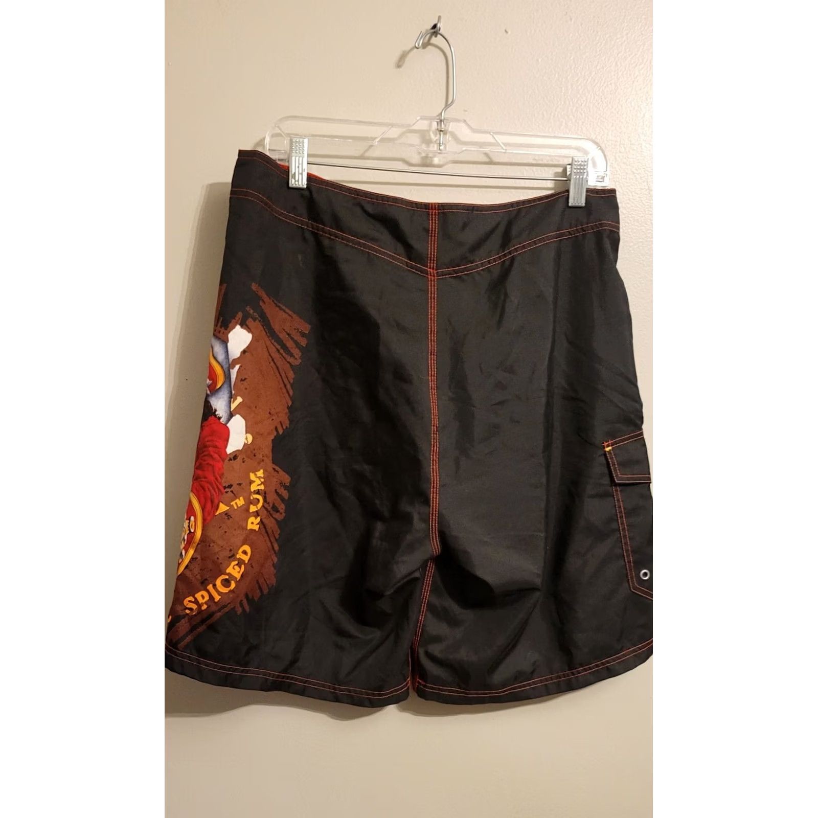 Vintage Captain Morgan Shorts Mens 34 Black Board String Tie Summer Alcohol Big Print Size US 34 / EU 50 - 2 Thumbnail