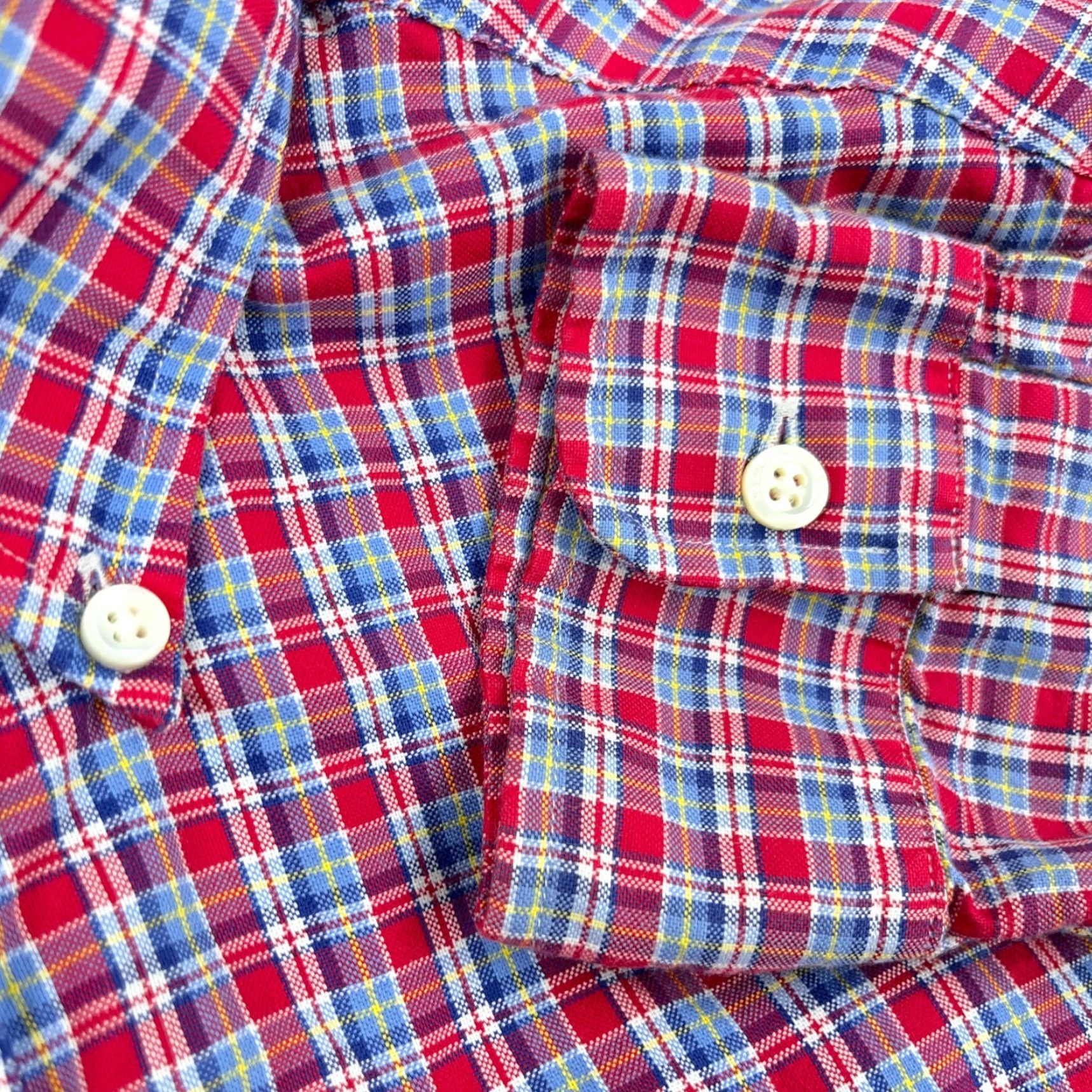 Ralph Lauren Ralph Lauren Shirt Men Small Pink Button-Up Lightweight Oxford Plaid Dress White-Blue Cotton Button-Down, Regular Fit, Long Sleeve, Casual Size 36R - 4 Thumbnail