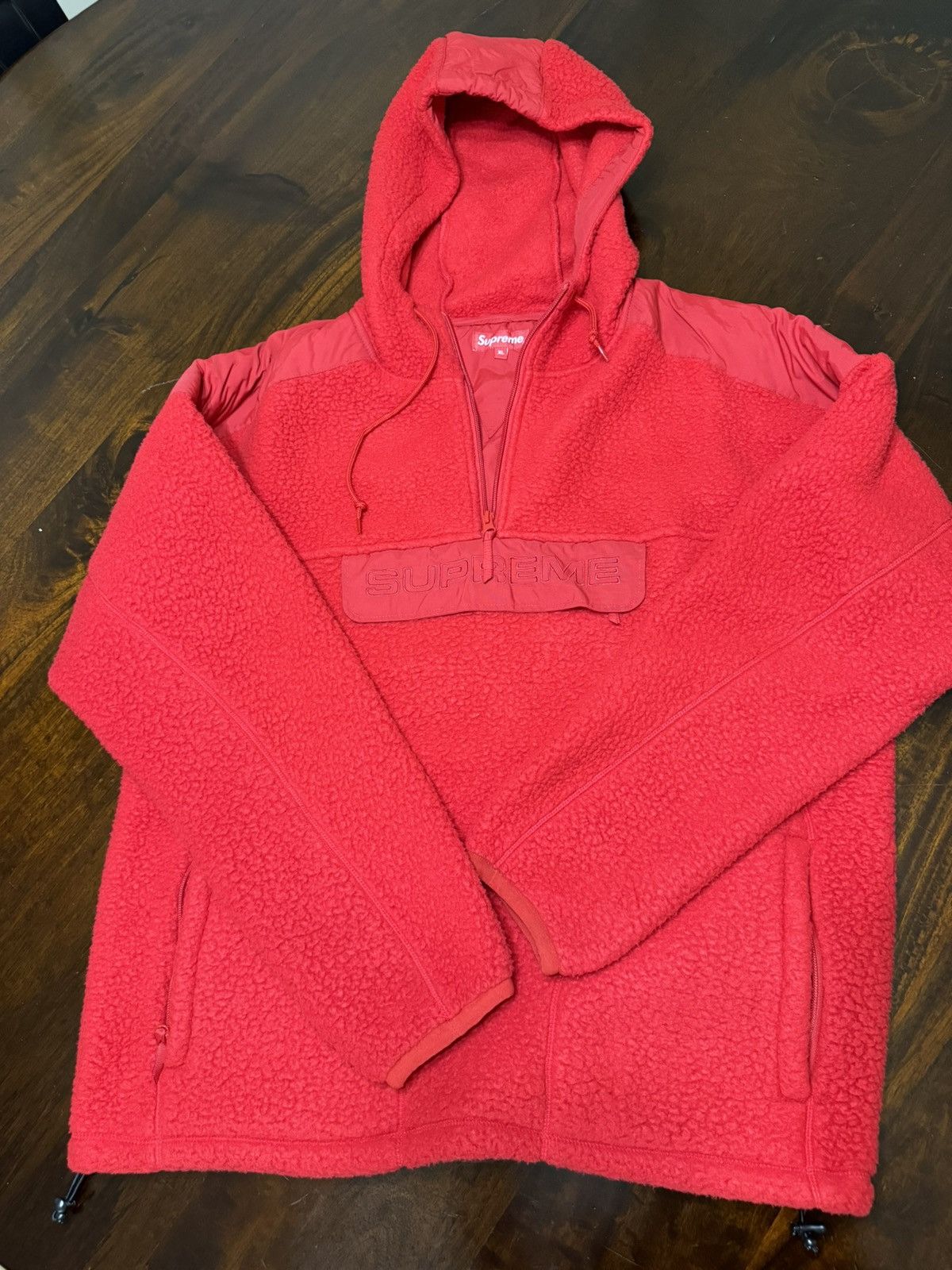 Image of Supreme Polartec Hooded Half Zip Pullover in Red, Men's (Size XL)