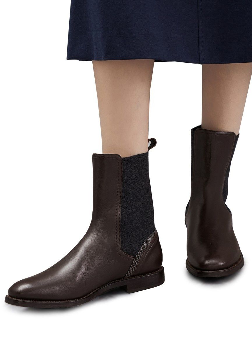 Brunello Cucinelli o1la1rc1a0325 Leather Boots in Brown Size US 8 / IT 38 - 6 Thumbnail