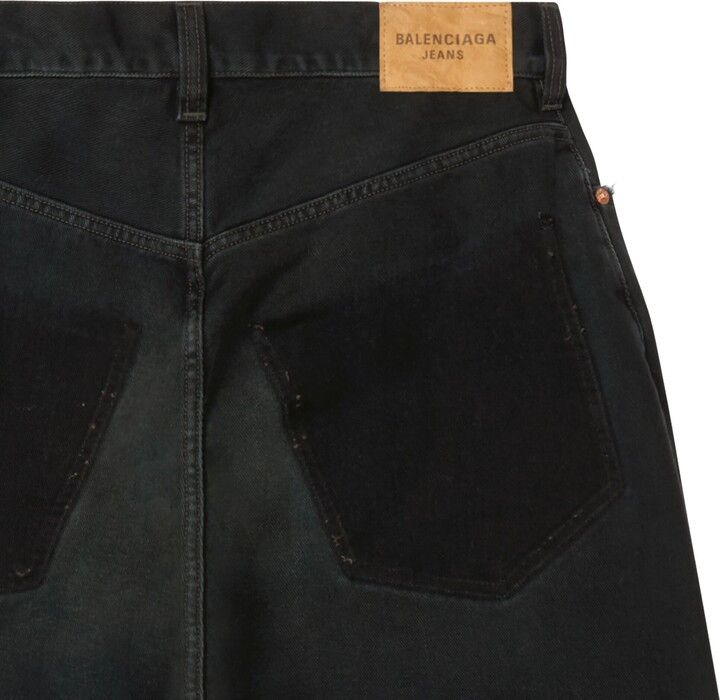 Balenciaga o1in1g1024 Unisex Patched Pockets Baggy Jeans in Black Size 26" / US 2 / IT 38 - 6 Thumbnail