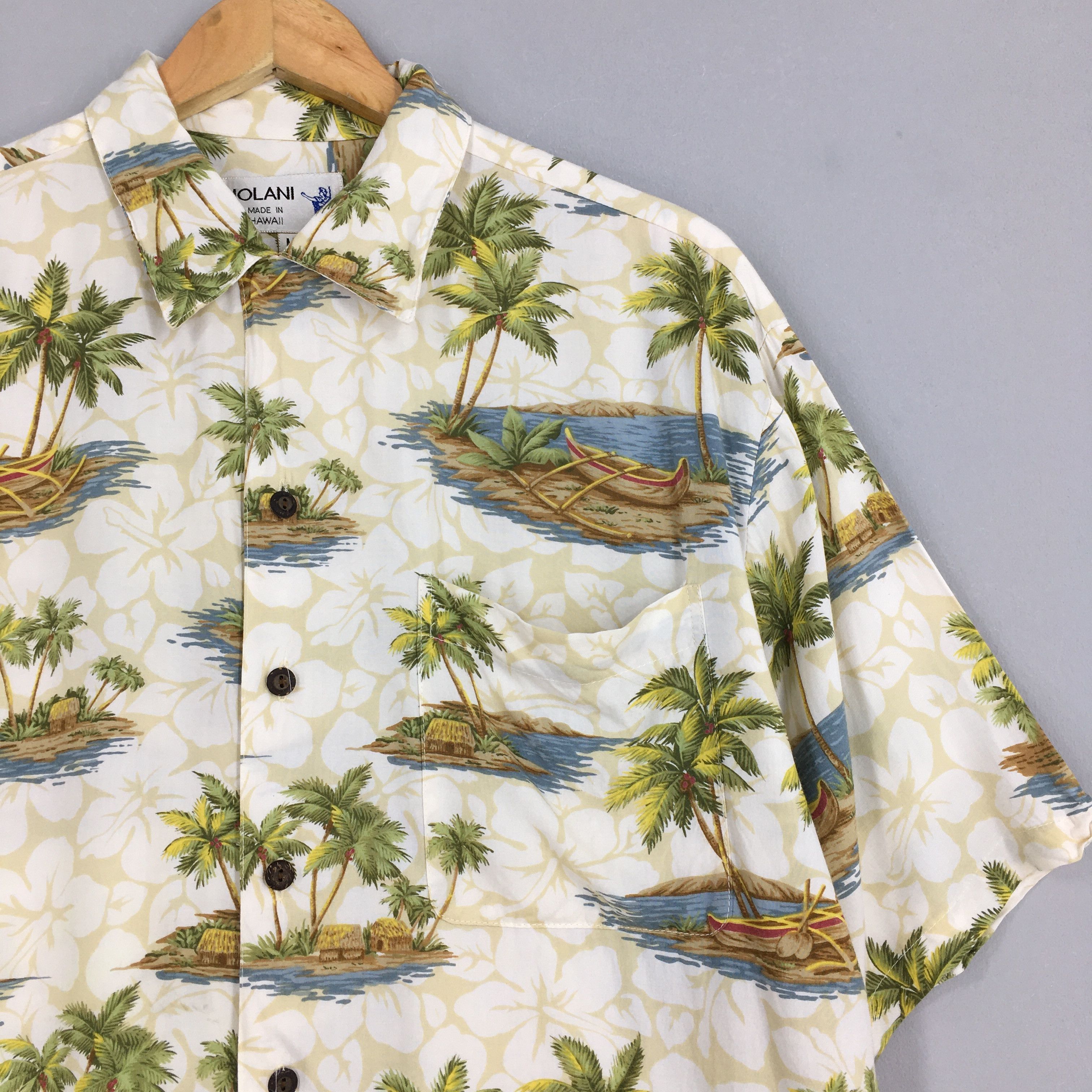 IOLANI × Reyn Spooner Vintage Iolani Palm Tree Beach View Aloha Shirt Medium Size US M / EU 48-50 / 2 - 2 Thumbnail