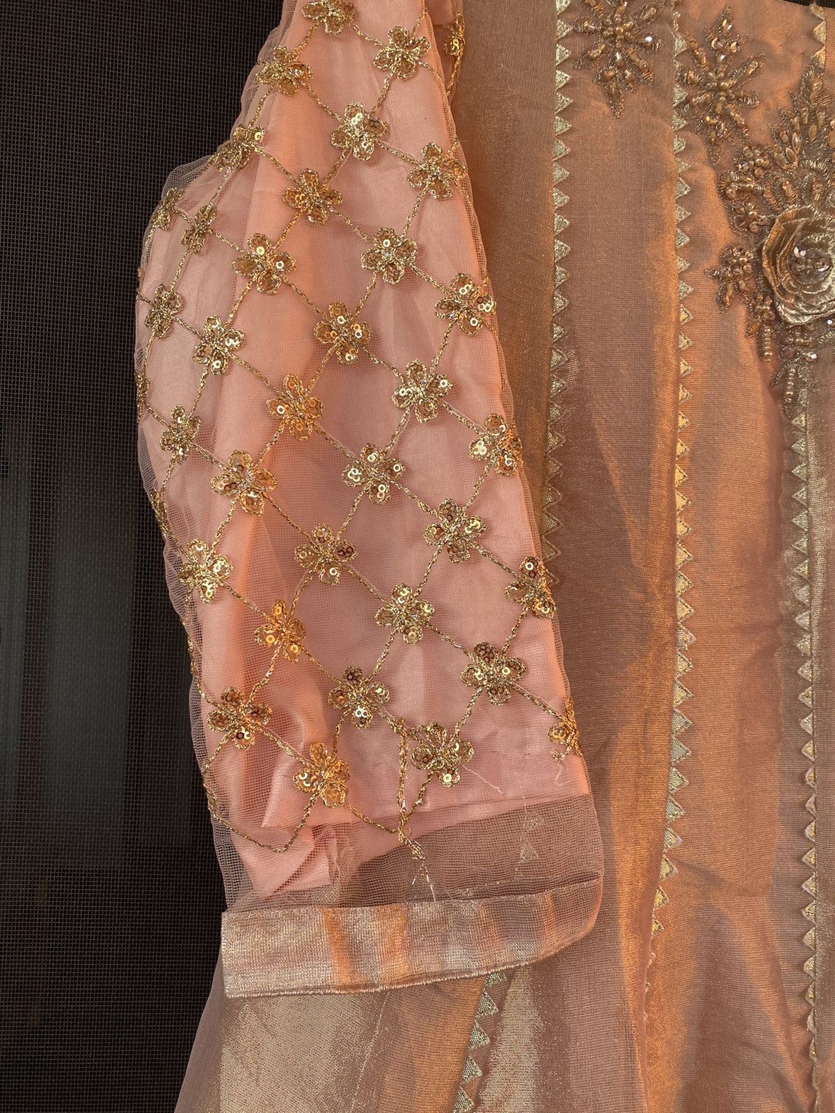 Other Wedding Wear Peach Organza Anarkali Pakistani Dress Size L Size L / US 10 / IT 46 - 7 Thumbnail