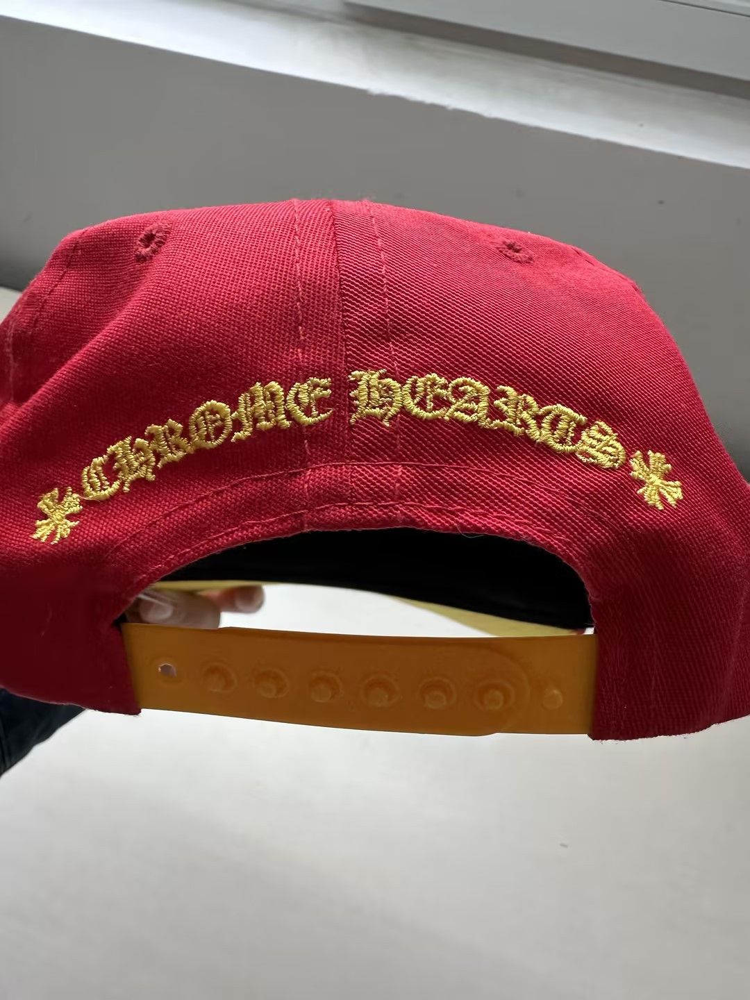 Chrome Hearts Chrome Hearts CH Embroidered 22K Gold Diamond Button Red Cap Size ONE SIZE - 10 Thumbnail