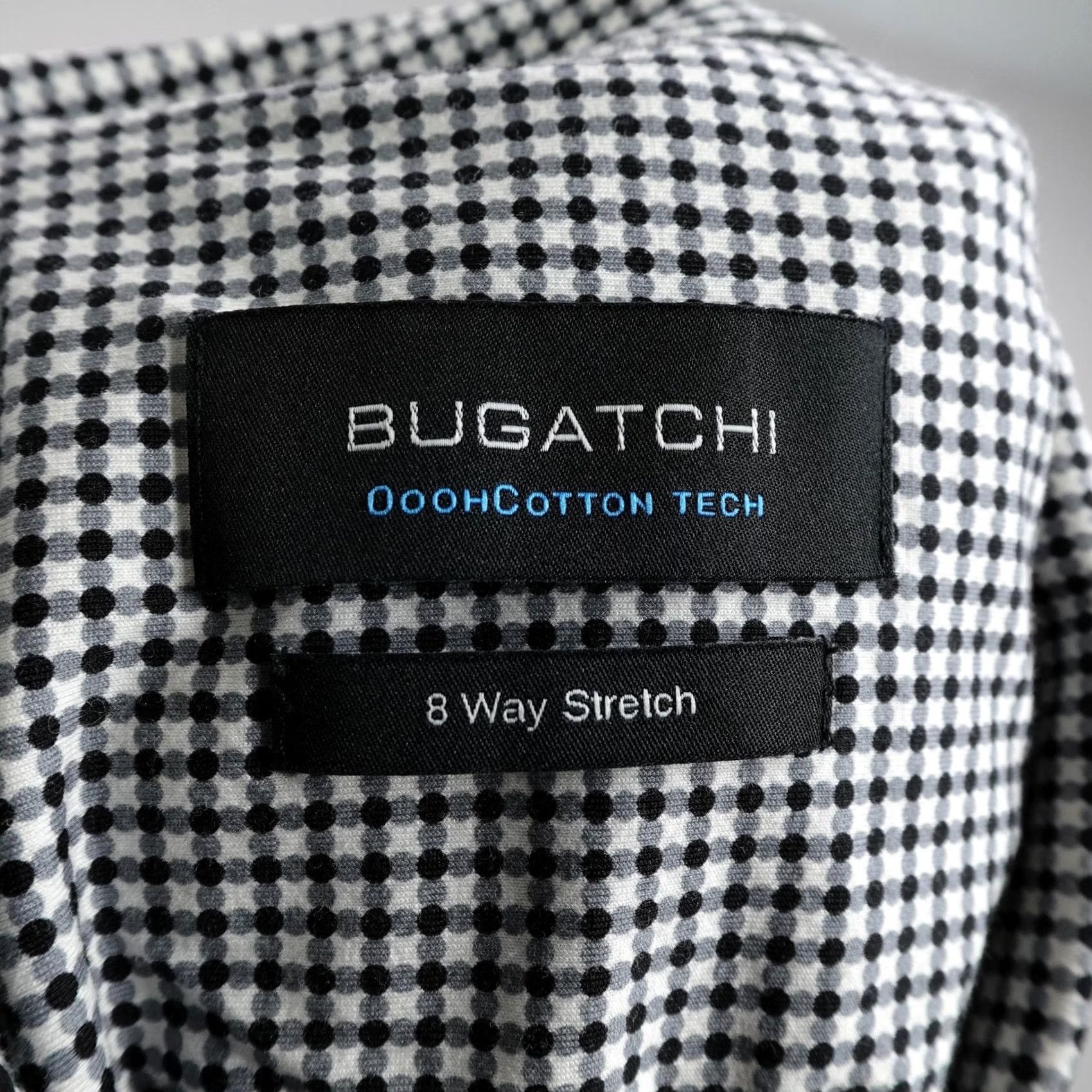 BUGATCHI BUGATCHI Shirt Mens Large Black White Check OoohCotton Tech 8 Way Stretch Size US L / EU 52-54 / 3 - 6 Thumbnail