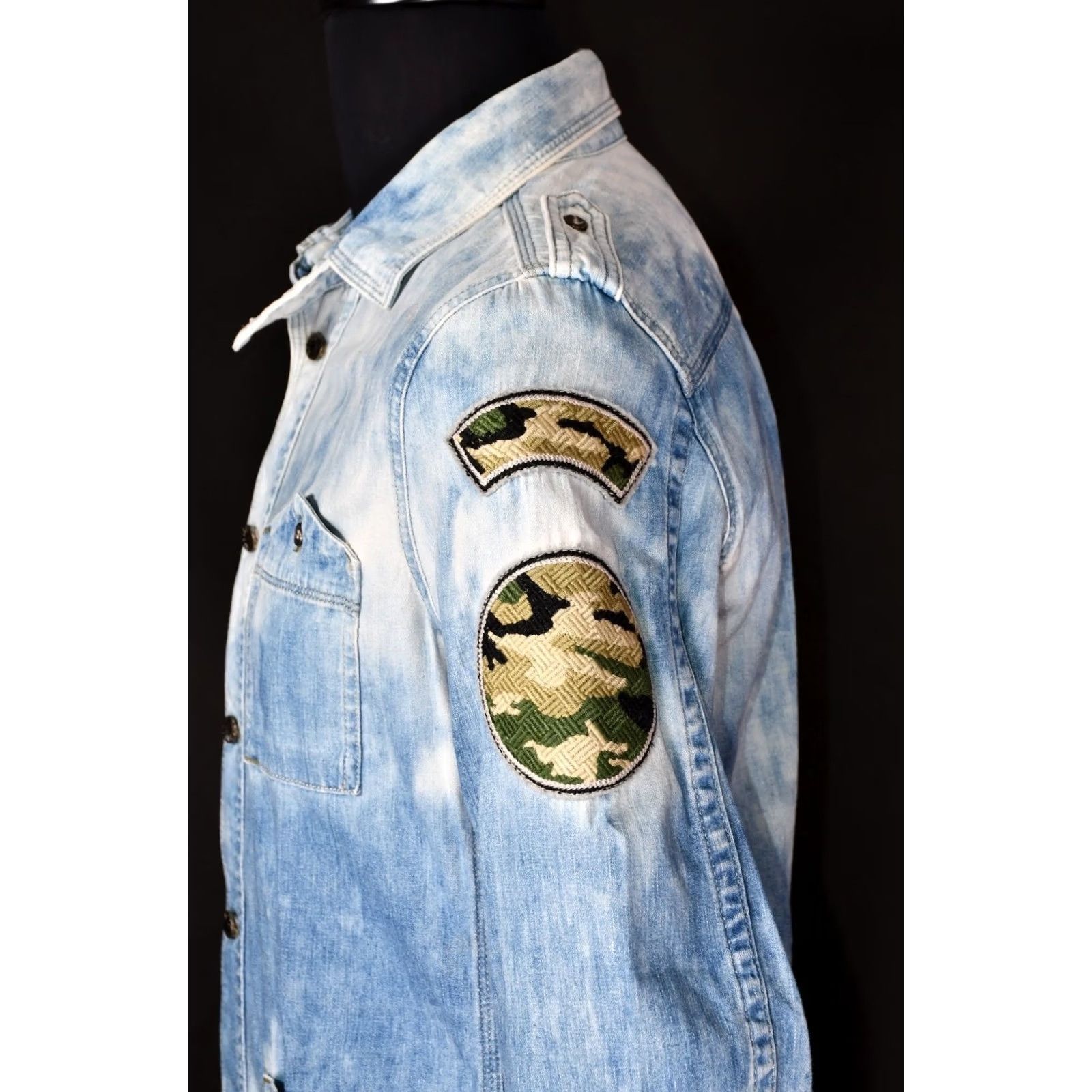Diesel Diesel Jacket Denim Military Men's M Distressed Chore Coat Style Button Closure Blue 100% Cotton Regular Size M Jacket Mens Denim Jacket Size US M / EU 48-50 / 2 - 6 Thumbnail