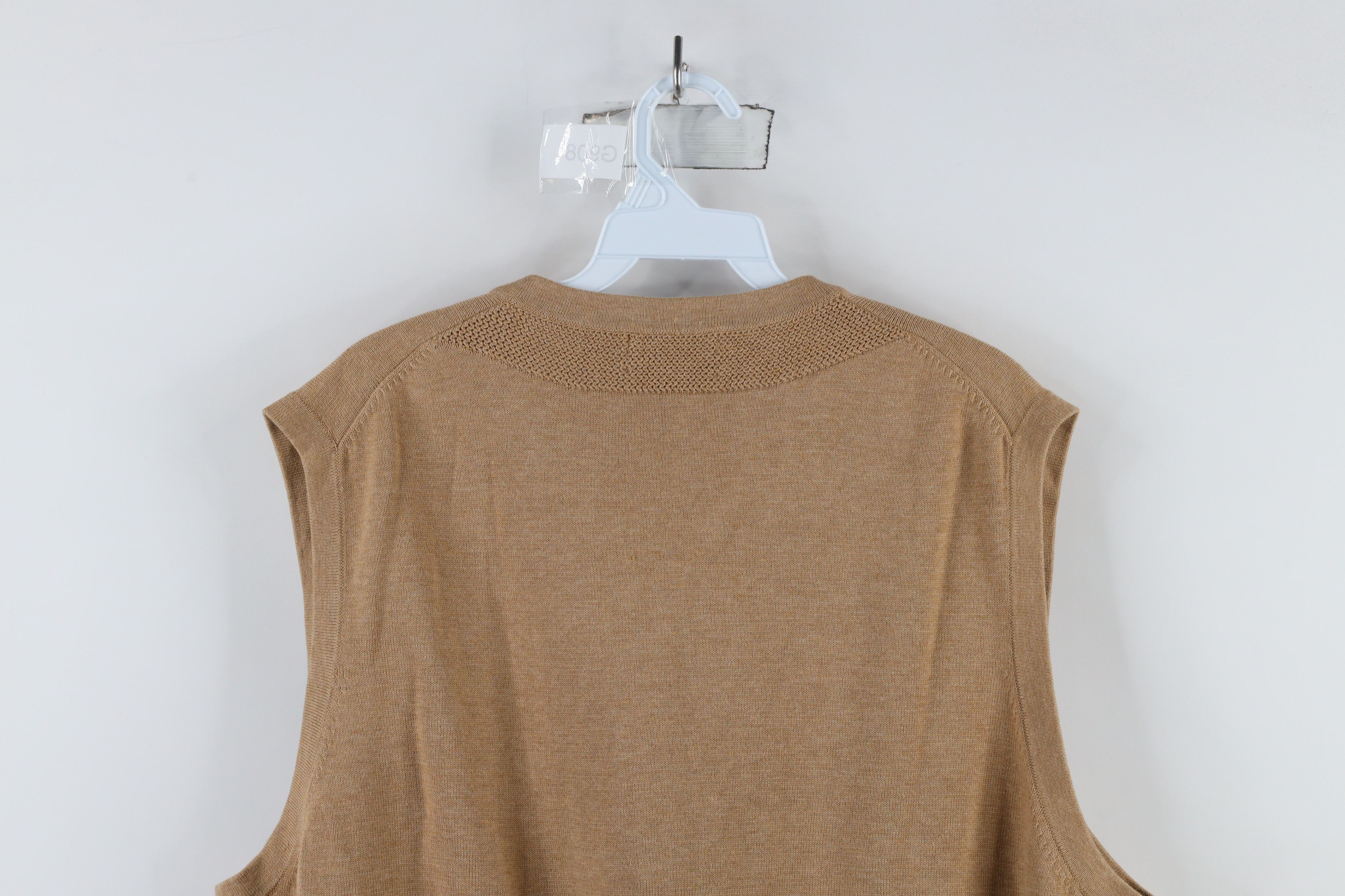 Lands' End × Vintage Vintage 90s Lands End Cotton Knit V-Neck Sweater Vest Beige Size US XL / EU 56 / 4 - 10 Thumbnail