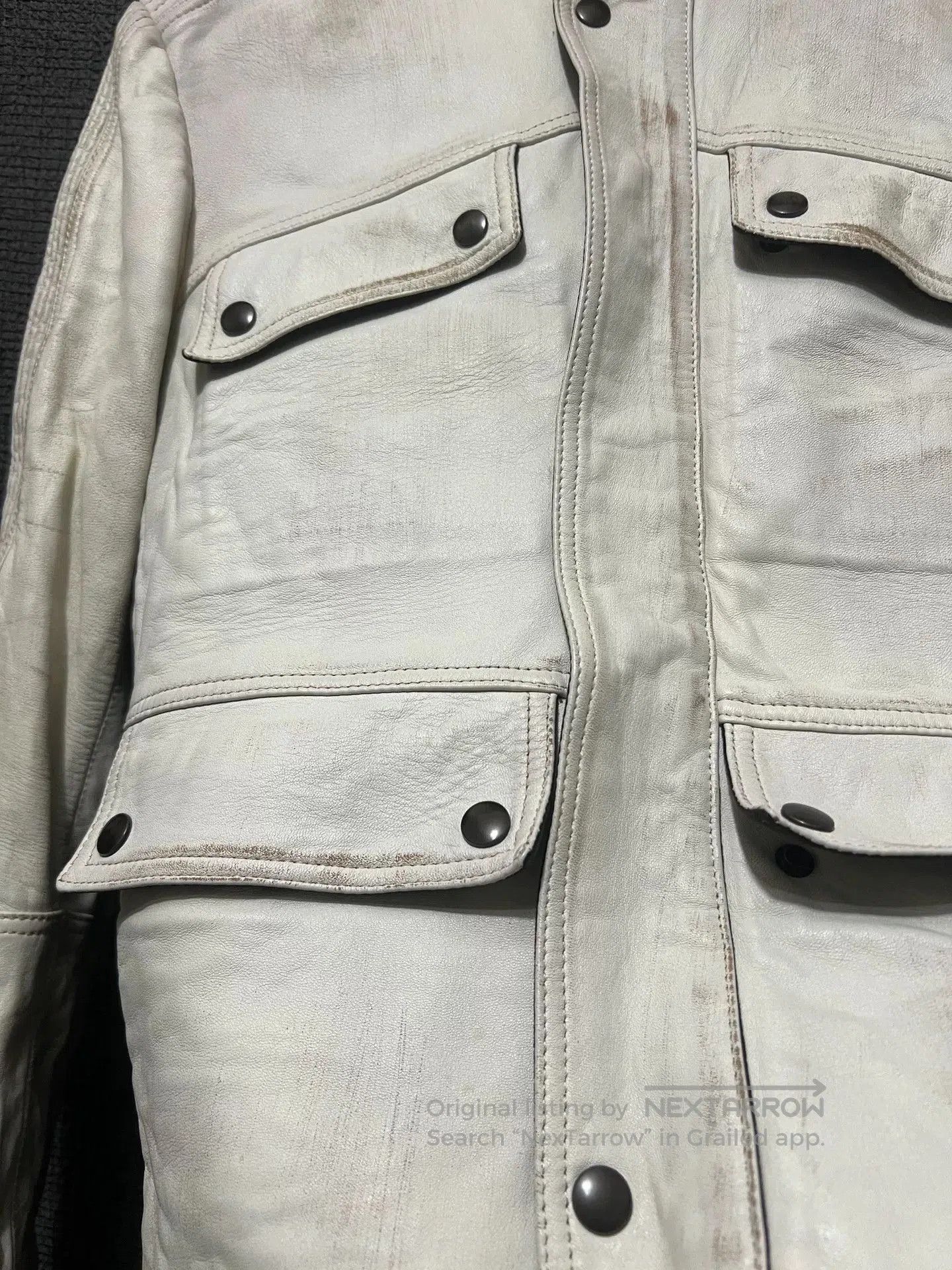 Isaac Sellam Experience Vintage Style White Leather Jacket. Size US S / EU 44-46 / 1 - 3 Thumbnail