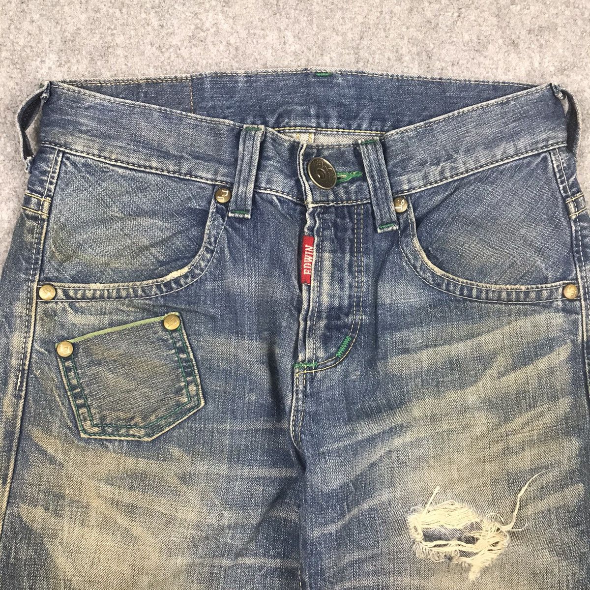 Japanese Brand RIPPED DISTRESSED EDWIN BLUE TRIP DENIM PANTS 145 Size US 28 / EU 44 - 7 Thumbnail