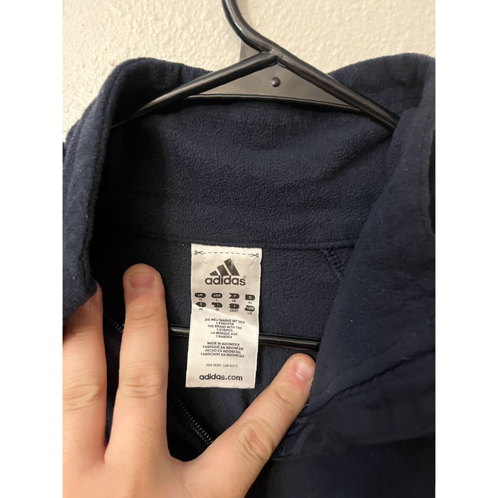 Adidas Adidas Full Zip Fleece Jacket Navy Blue Size Mens Size L Lightweight Size US L / EU 52-54 / 3 - 3 Thumbnail