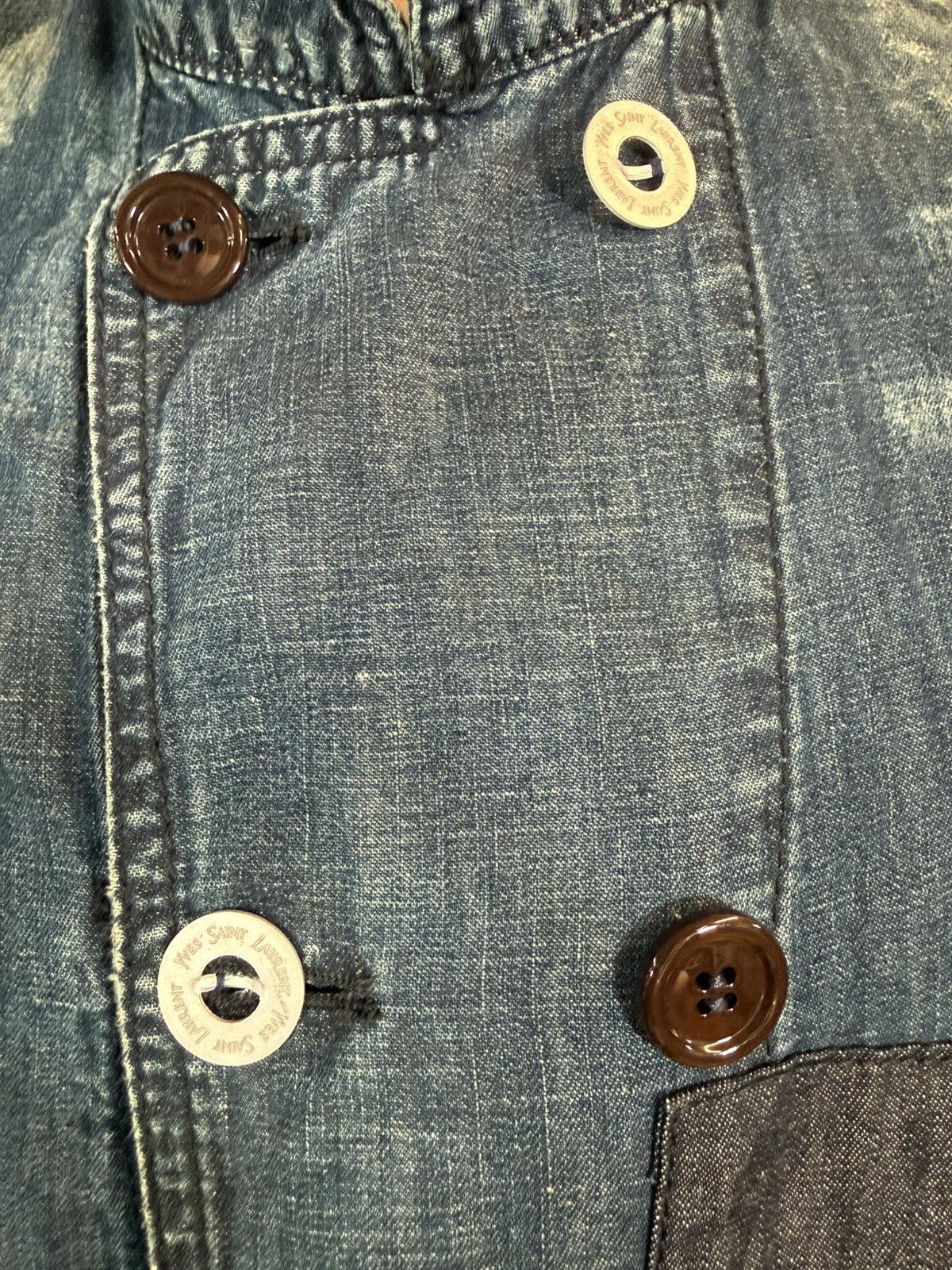 Yves Saint Laurent YSL SS2007 Cotton-Linen Denim Patchwork Chore Jacket - IT 54 Size US L / EU 52-54 / 3 - 6 Thumbnail
