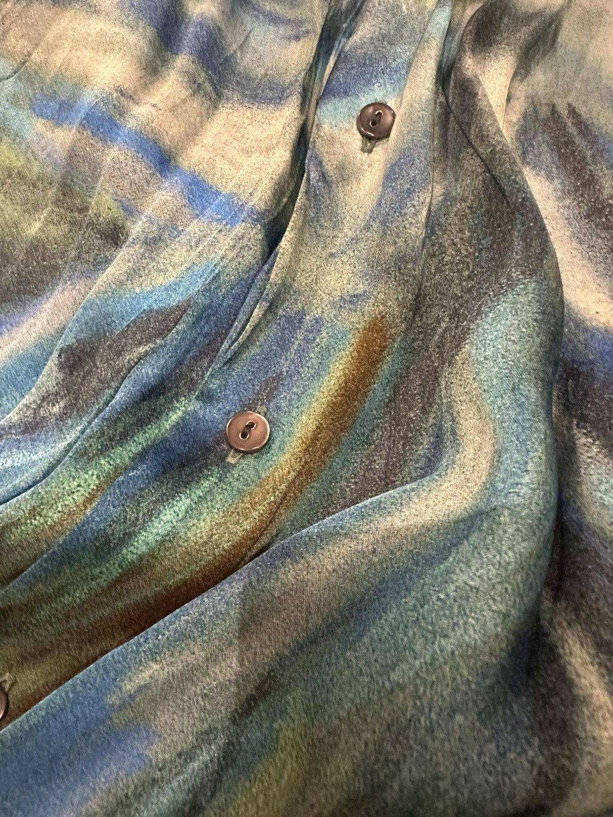 Acne Studios Acne Studios Silk/Viscose Butterfly Print Shirt Blue Green Size US M / EU 48-50 / 2 - 6 Thumbnail