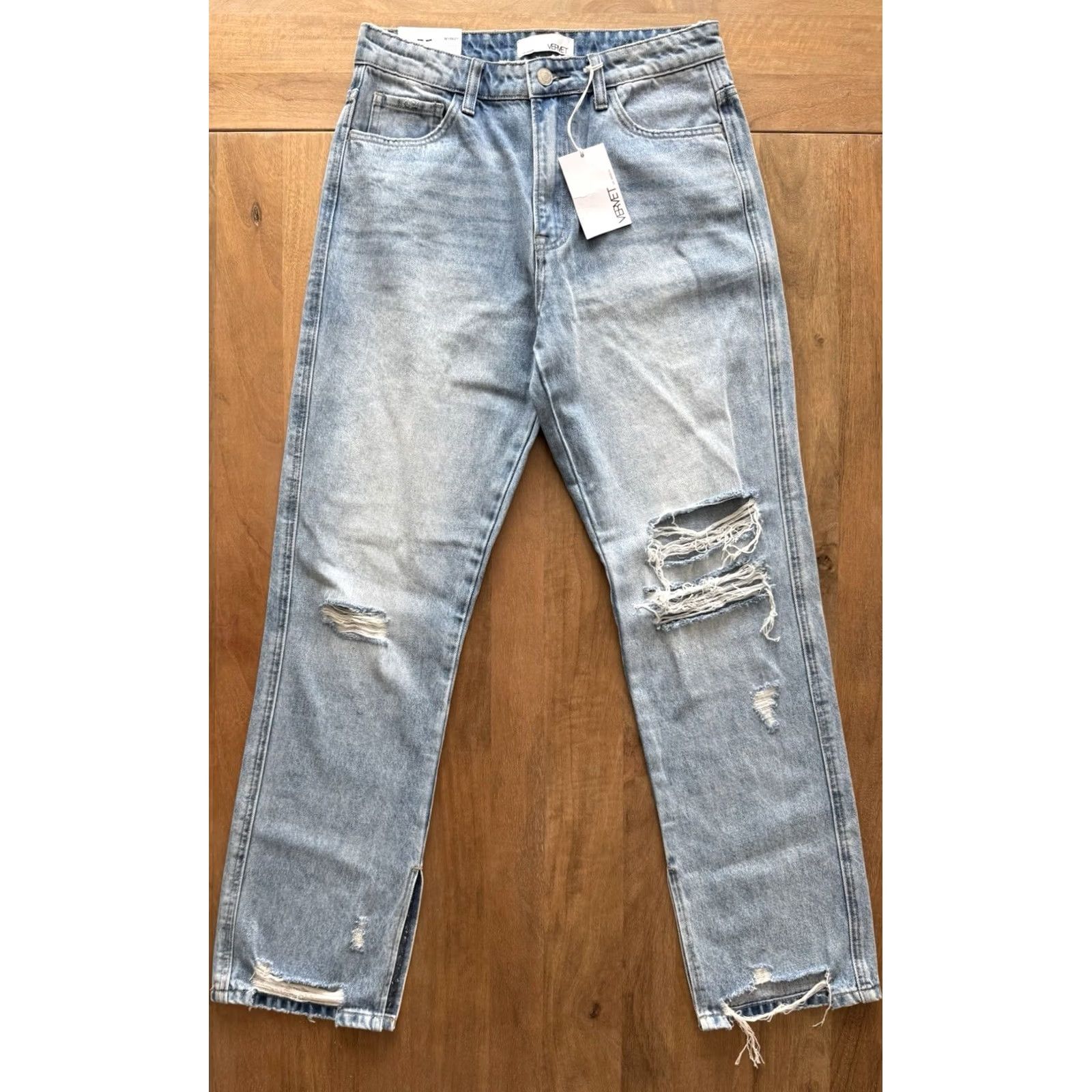 Vintage Vervet Jeans Womens 28 Distressed Light Wash 5-Pocket High Rise Straight Denim Blue Size 28" / US 6 / IT 42 - 2 Thumbnail