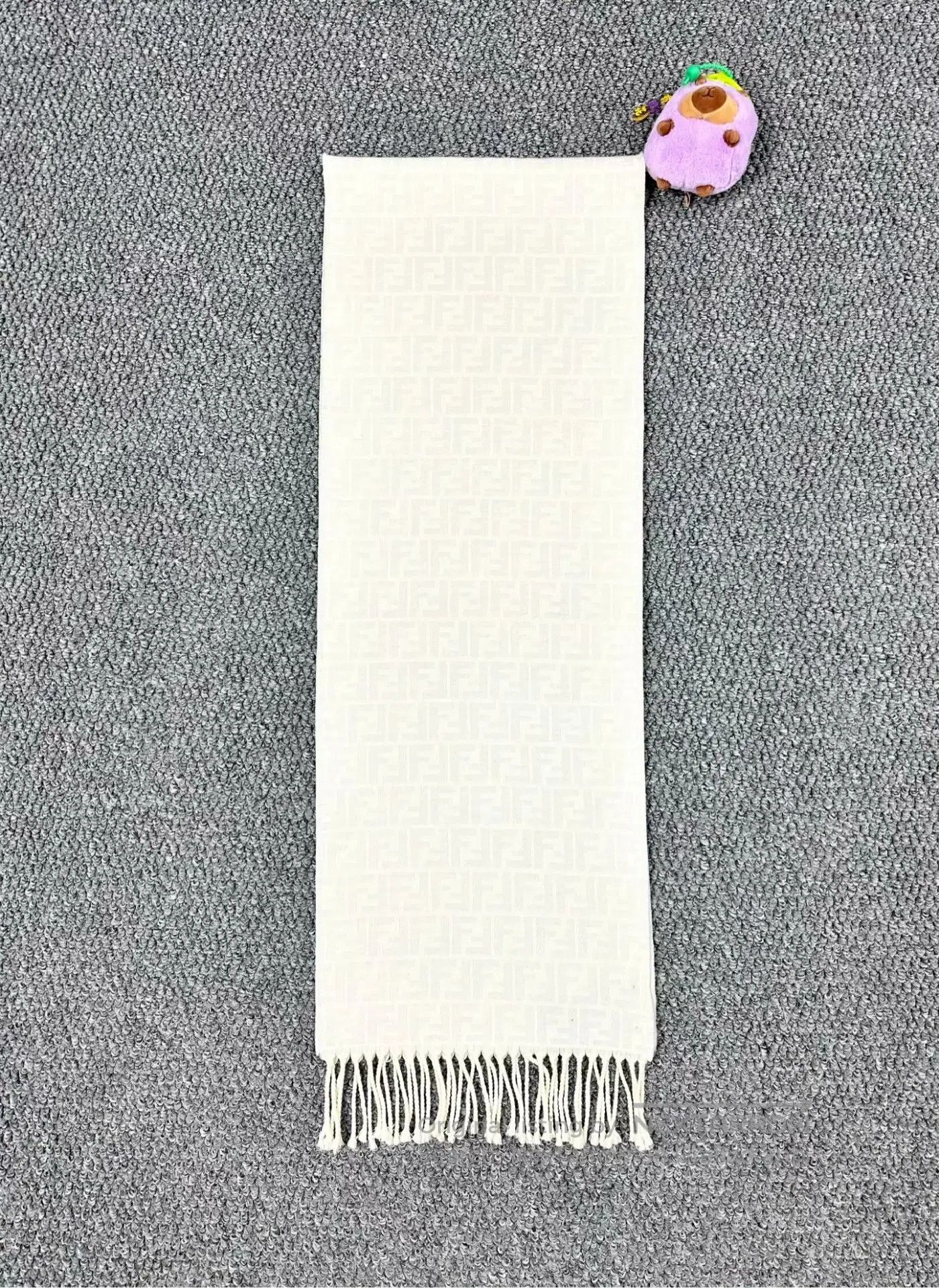 Fendi FENDI White All-over Cashmere Fringe Scarf| Size ONE SIZE - 2 Thumbnail