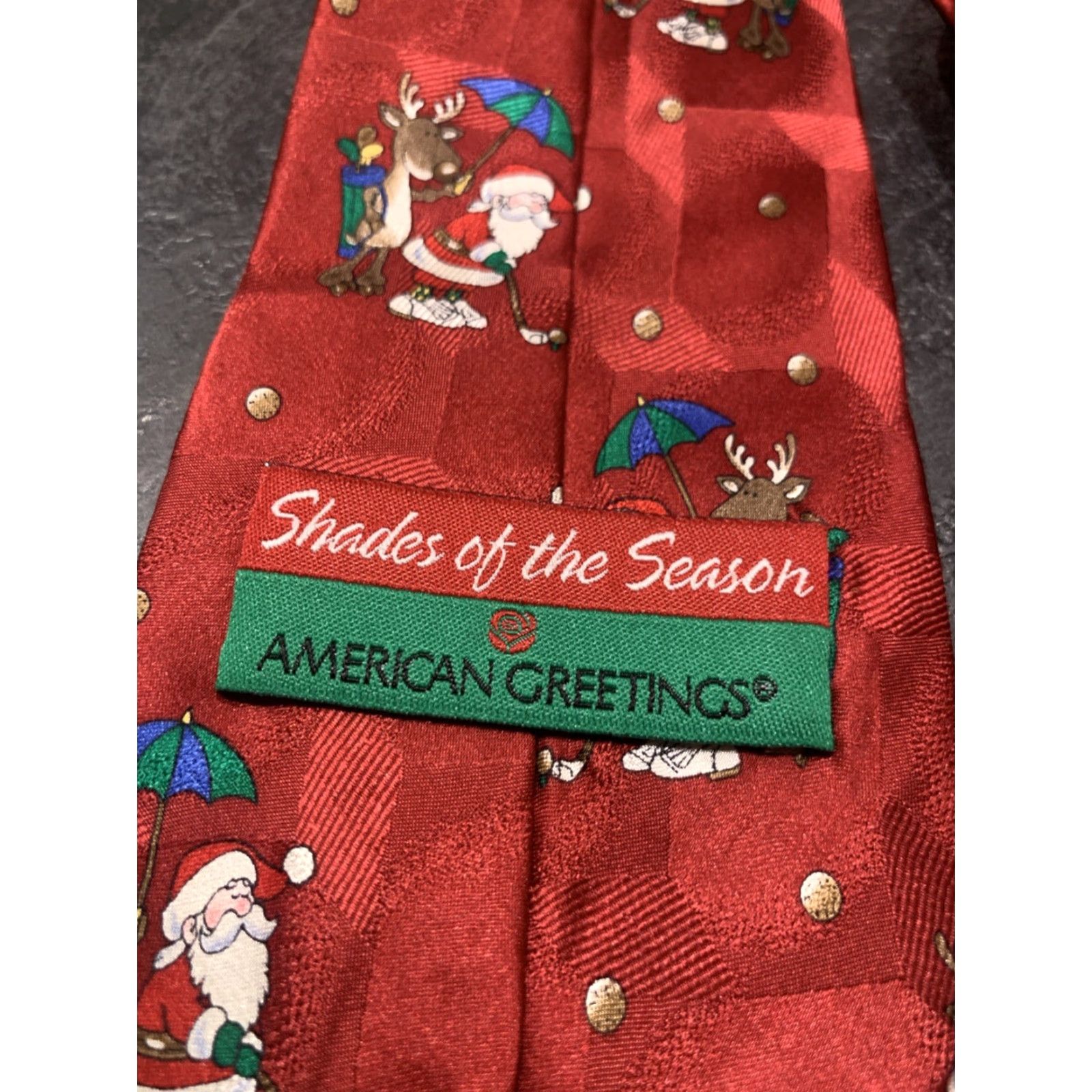 Vintage American Greetings Snowmen Necktie Tie 100% Silk Red Classic 58.5" Winter Mens Size ONE SIZE - 6 Thumbnail