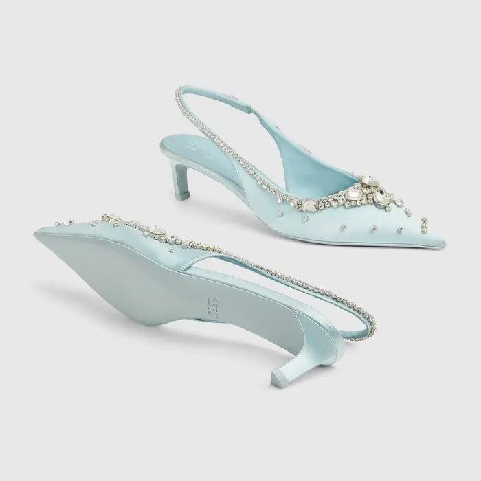 Gucci oc11z0126 Pumps With Crystals in Light Blue Size US 7.5 / IT 37.5 - 6 Thumbnail