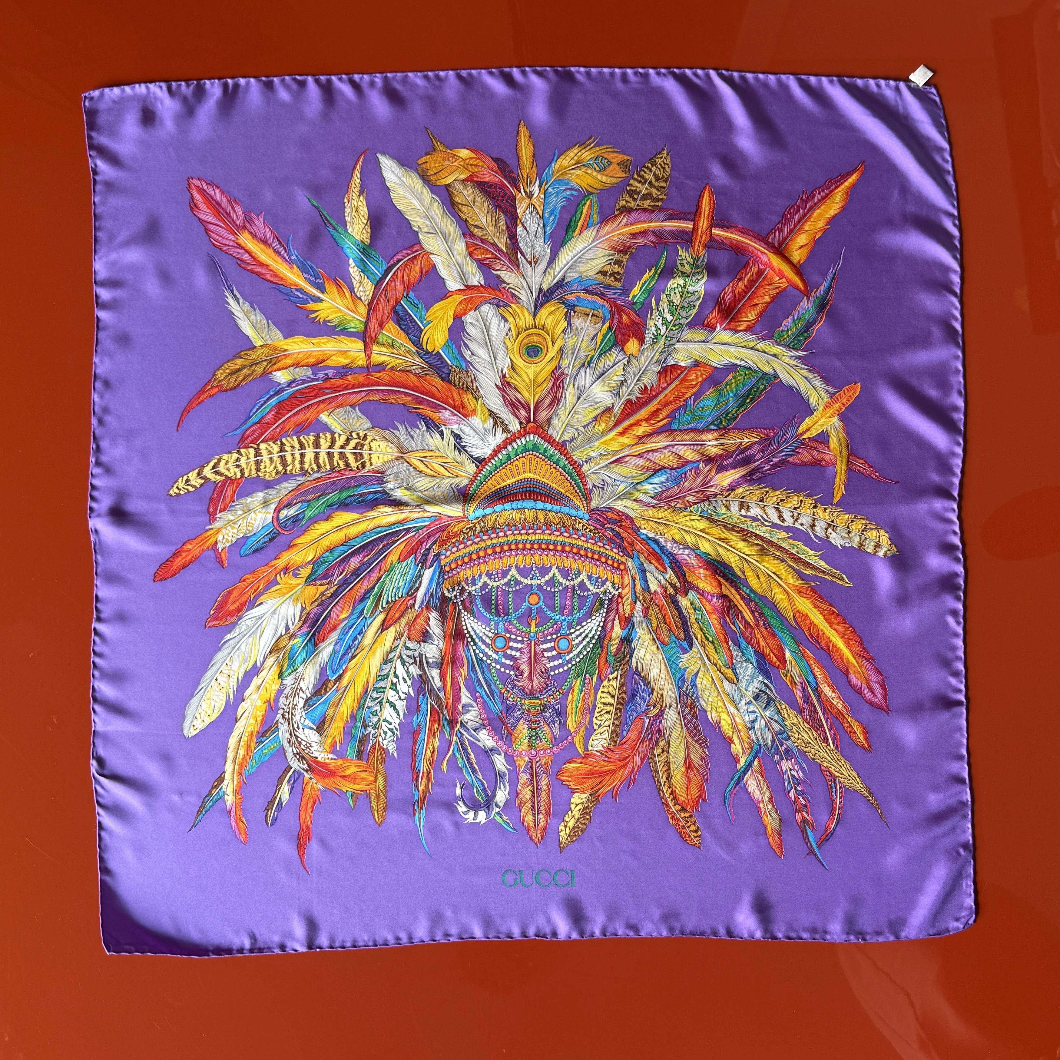 Gucci Gucci Vintage Purple Feather Tribal Headpiece 90cm Size ONE SIZE - 4 Thumbnail