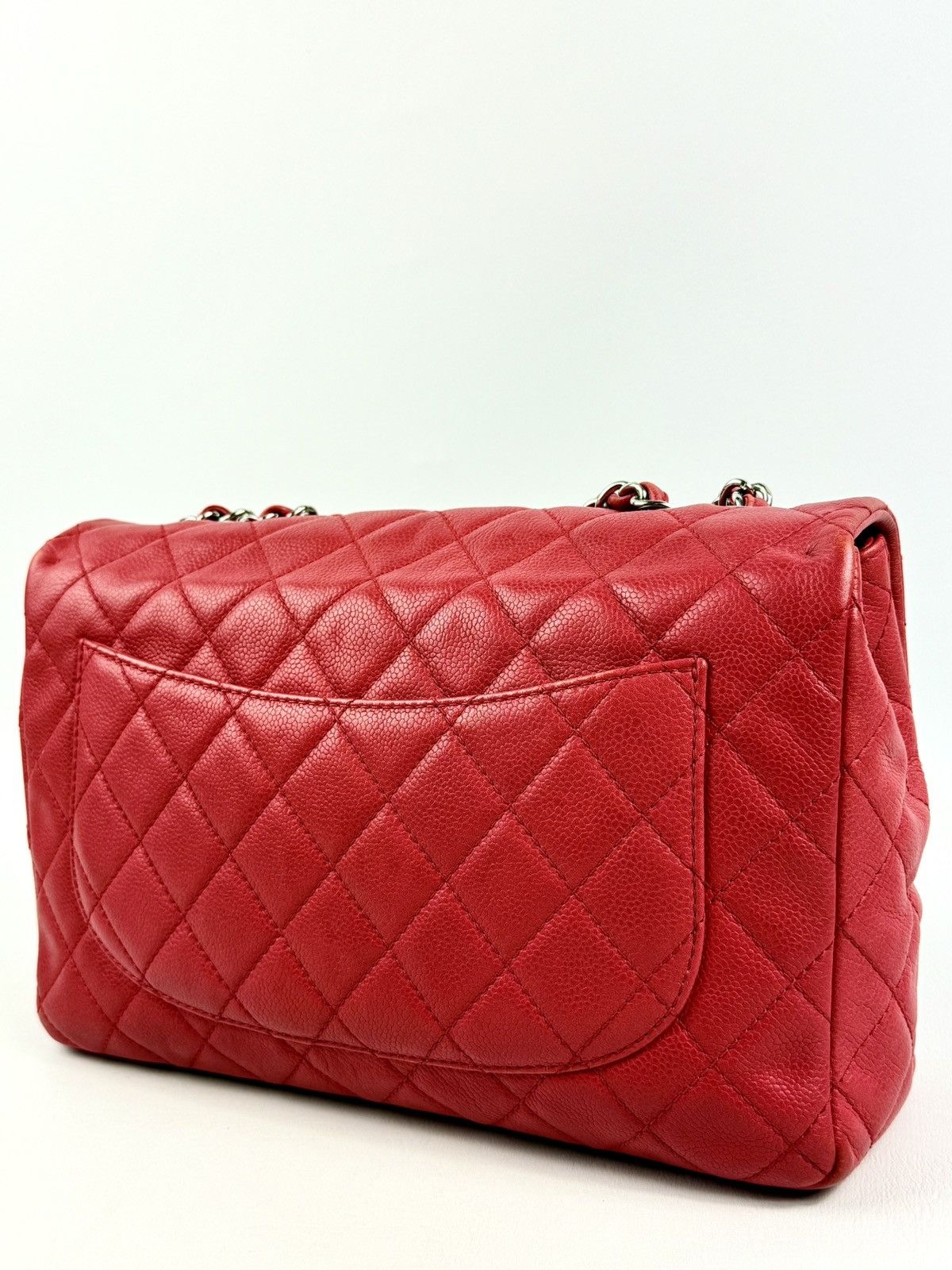 Chanel Chanel - Karl - 2008 - Raspberry Red - Caviar - Jumbo - Flap Size ONE SIZE - 12 Thumbnail