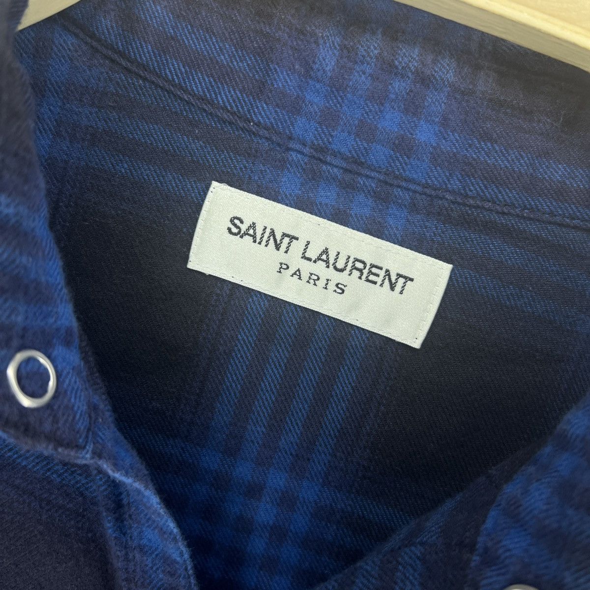 Saint Laurent Paris FW16 Checkered Flannel Shirt – Blue Size US XS / EU 42 / 0 - 4 Thumbnail