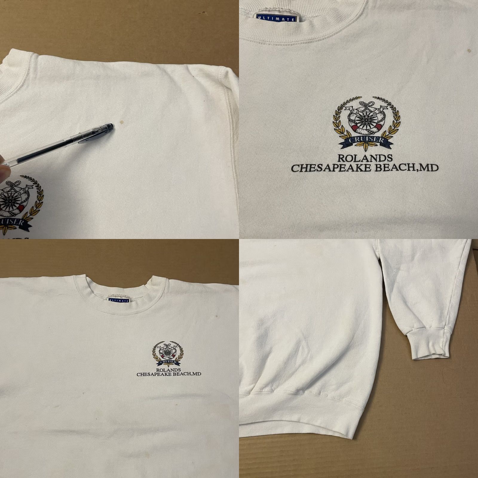 Hanes Chesapeake Beach Maryland Sweatshirt Mens Adult 2XL White Pullover Hanes Logo Crew Neck Long Sleeve Outdoor Graphic Print 90s Mockup Size US XXL / EU 58 / 5 - 8 Thumbnail