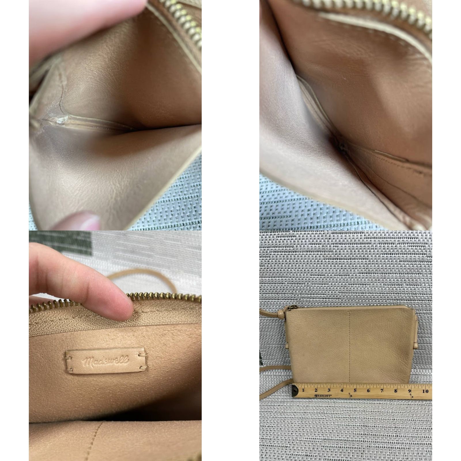 Madewell Madewell The Knotted Bag Crossbody Womens Small Beige Leather Zip Top Slip Pocket Size S / US 4 / IT 40 - 8 Thumbnail