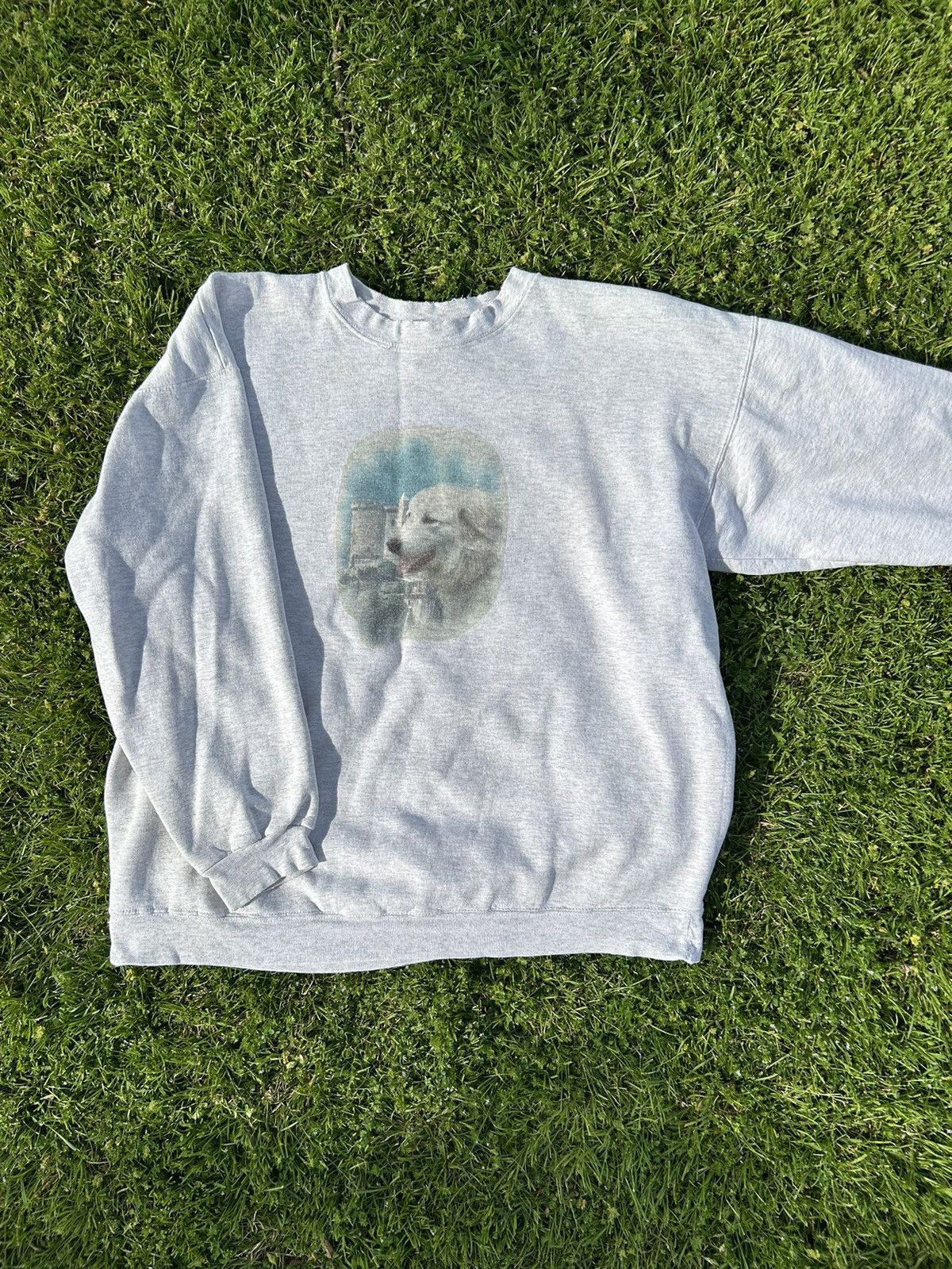 Vintage 90s Grey Dog Crewneck Size US L / EU 52-54 / 3 - 1 Thumbnail