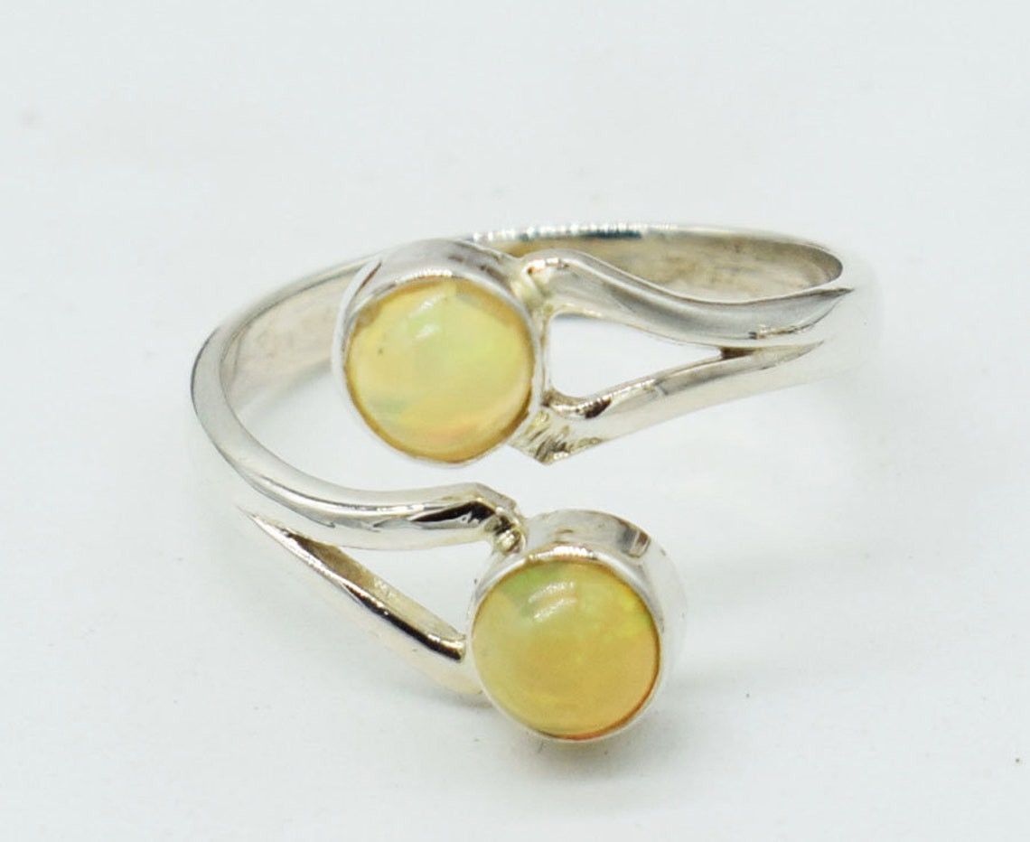 Handmade Handmade Ethiopian Opal Ring: 925K Silver Statement Ring Size ONE SIZE - 2 Thumbnail