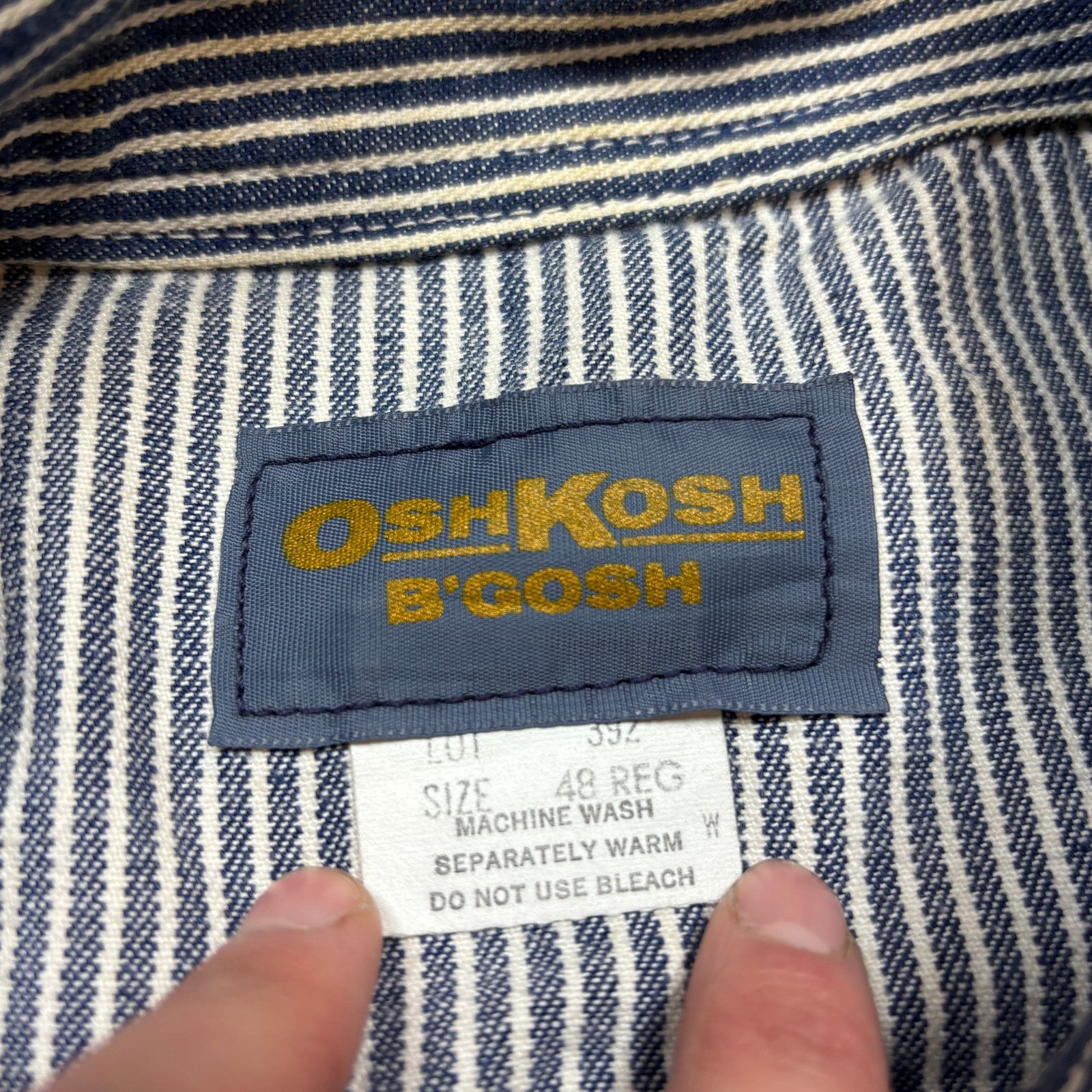 Oshkosh × Vintage Vintage 80s Osh Kosh B'gosh Hickory Stripe Jacket Men's 48 Size US XL / EU 56 / 4 - 5 Thumbnail