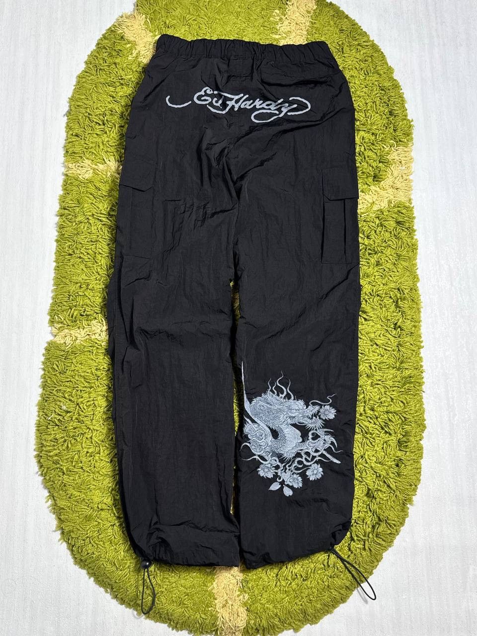Ed Hardy Ed Hardy Black Nylon Dragon Embroidered Cargo Pants Size 32" / US 10 / IT 46 - 8 Thumbnail