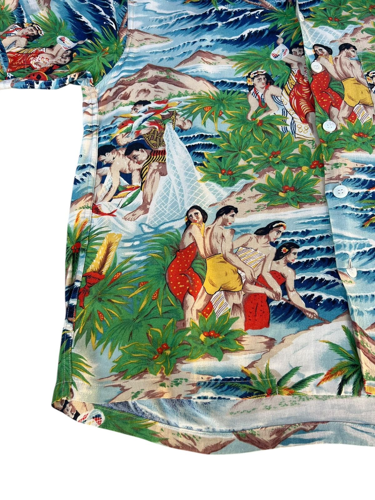 Sun Surf VTG Sun Surf Hula Girls Fisherman Crepe Rayon Hawaiian Shirt Size US M / EU 48-50 / 2 - 8 Thumbnail