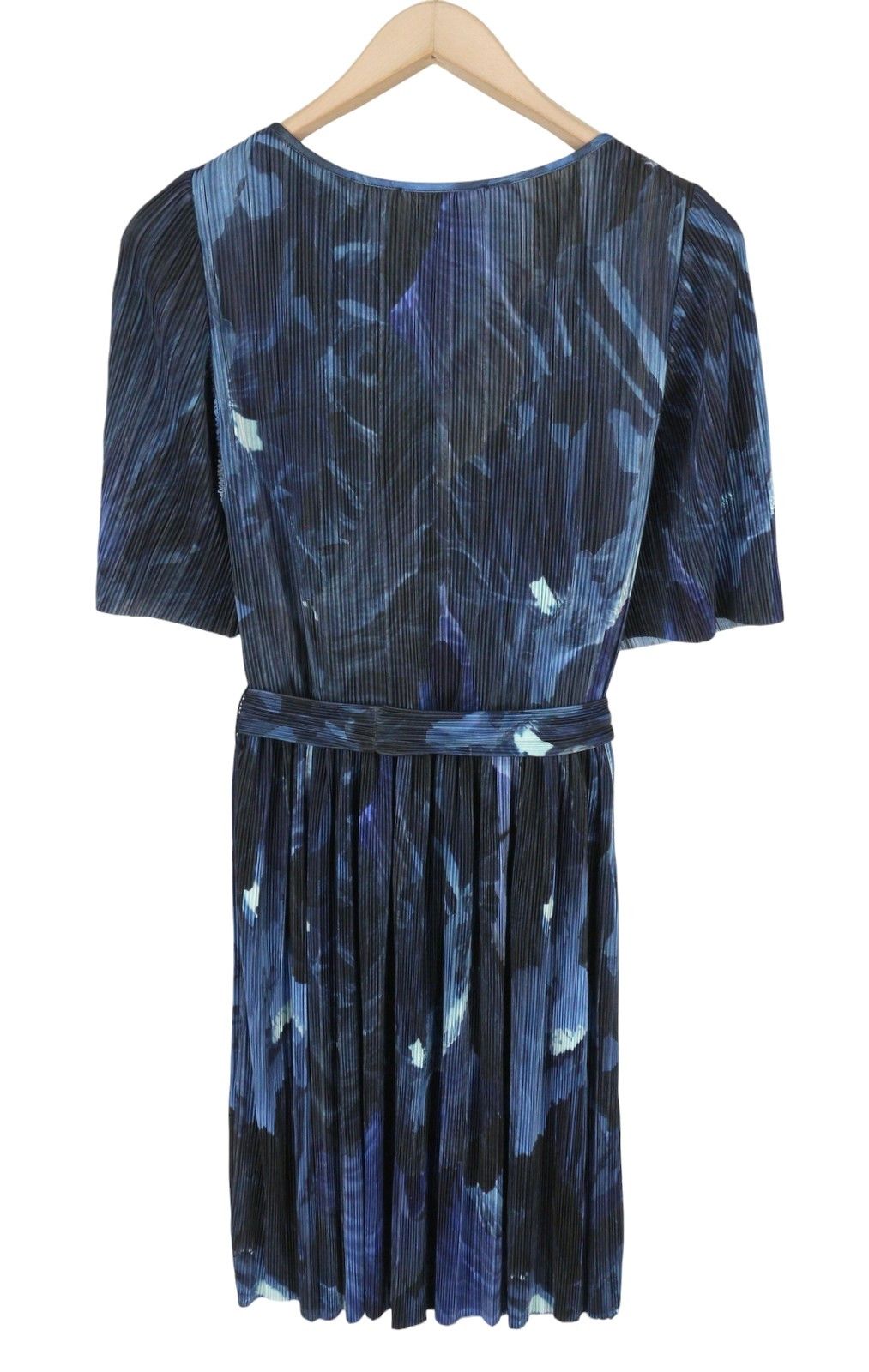 MAX&Co. XS Blue Patterned Textured Belted Short Sleeve Dress 88798 Size XS / US 0-2 / IT 36-38 - 4 Thumbnail