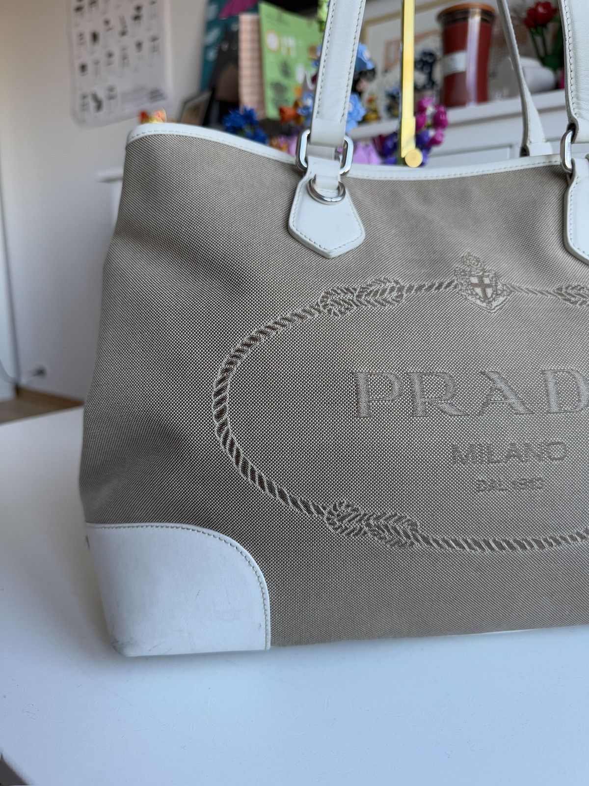 Designer × Prada Prada Jacquard logo canvas tote / shoulder bag designer y2k Size ONE SIZE - 23 Thumbnail