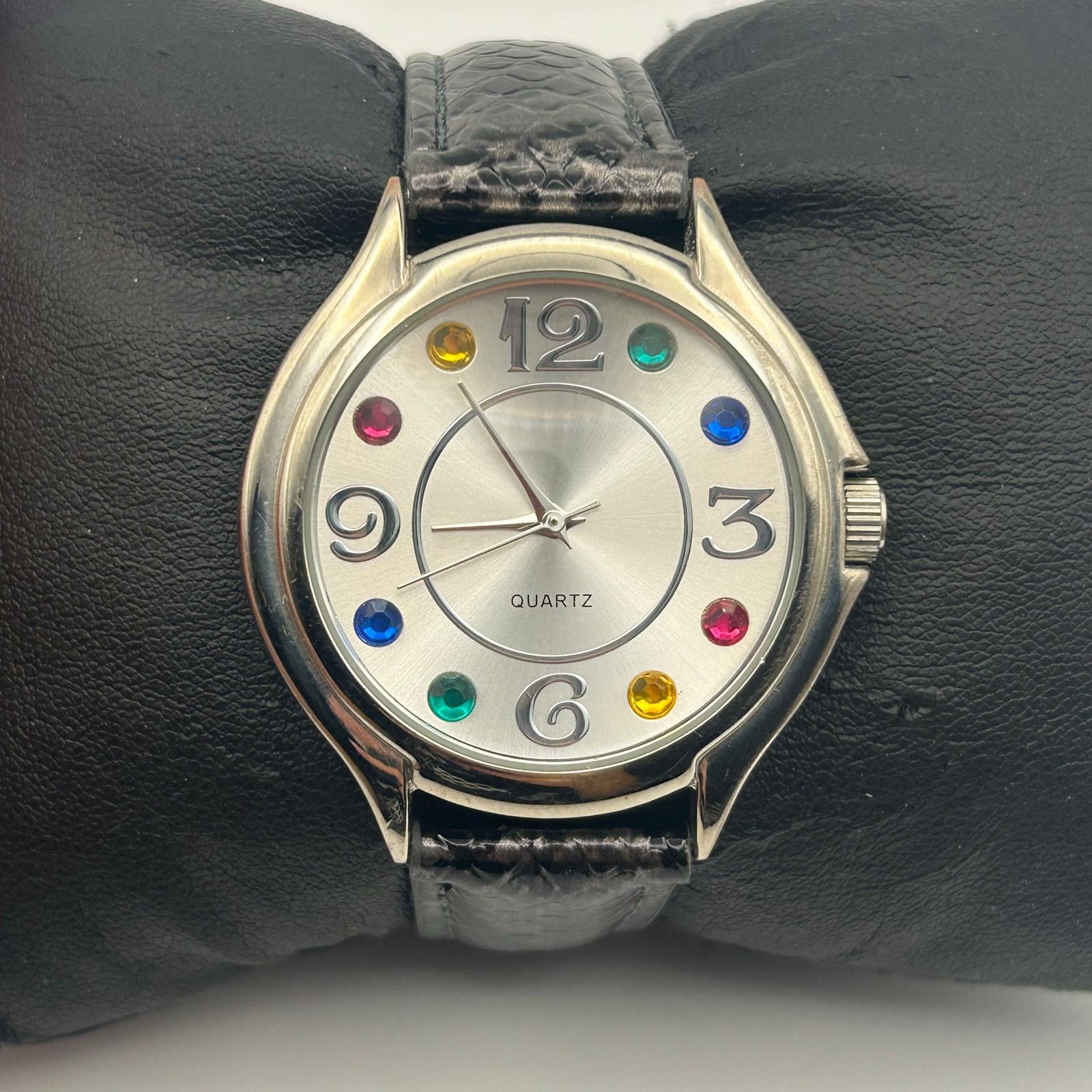 Other Accutime Multicolor Dial Watch Silver Tone Leather Band Size ONE SIZE - 1 Thumbnail