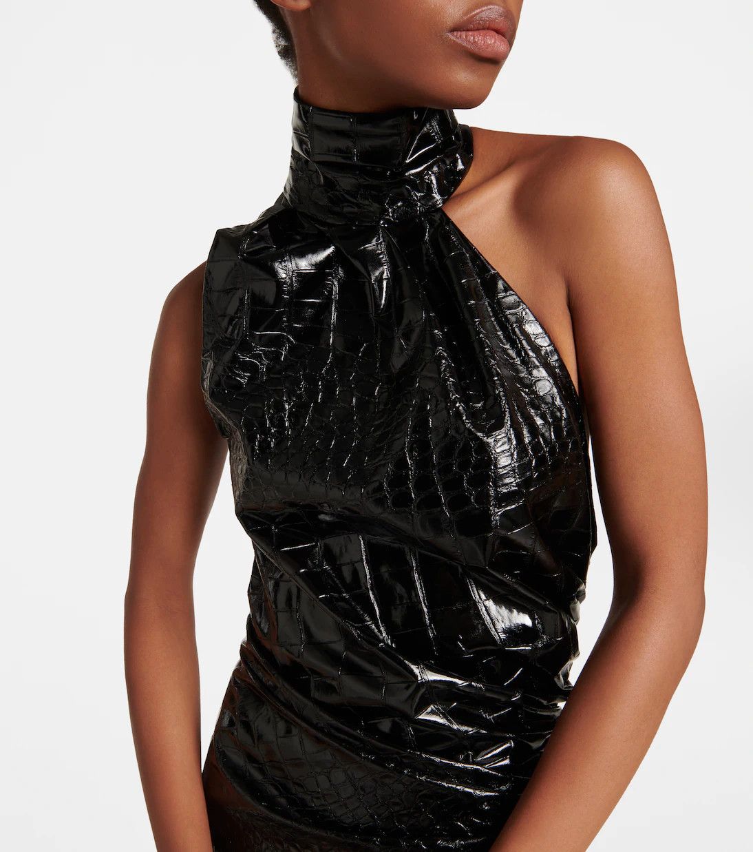 Alaia Alaia Asymmetric croc-effect vinyl halterneck midi dress 38 Size S / US 4 / IT 40 - 11 Thumbnail