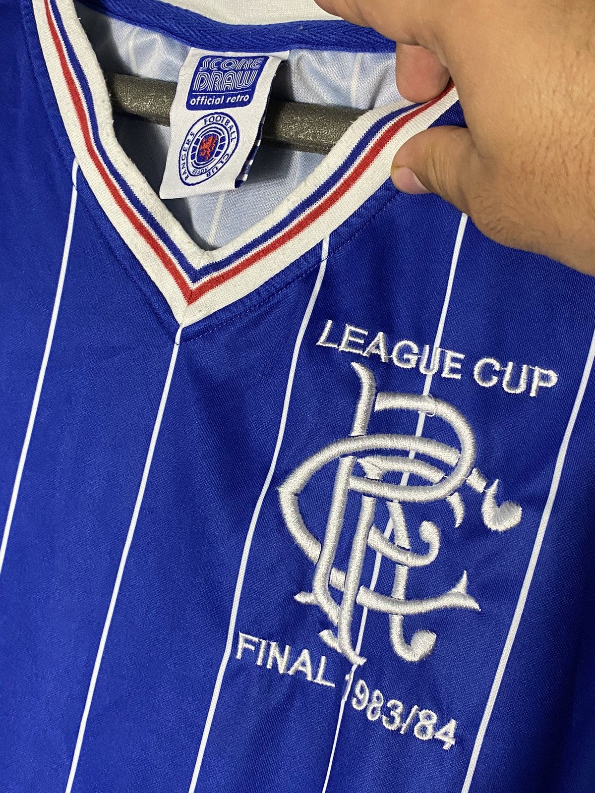 Vintage 1983 Rangers Score Draw Soccer Jersey Cup Final Size US L / EU 52-54 / 3 - 3 Thumbnail