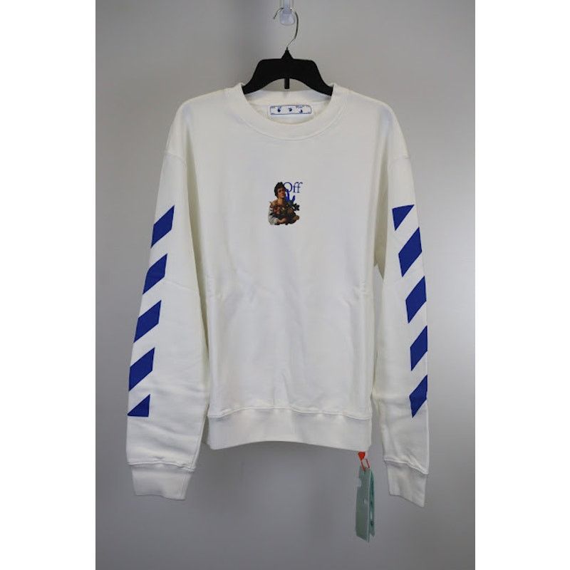 Off-White o1rshd1 Caravag Boy Marker Slim Crewneck in White/Light Blue Size US XL / EU 56 / 4 - 6 Thumbnail