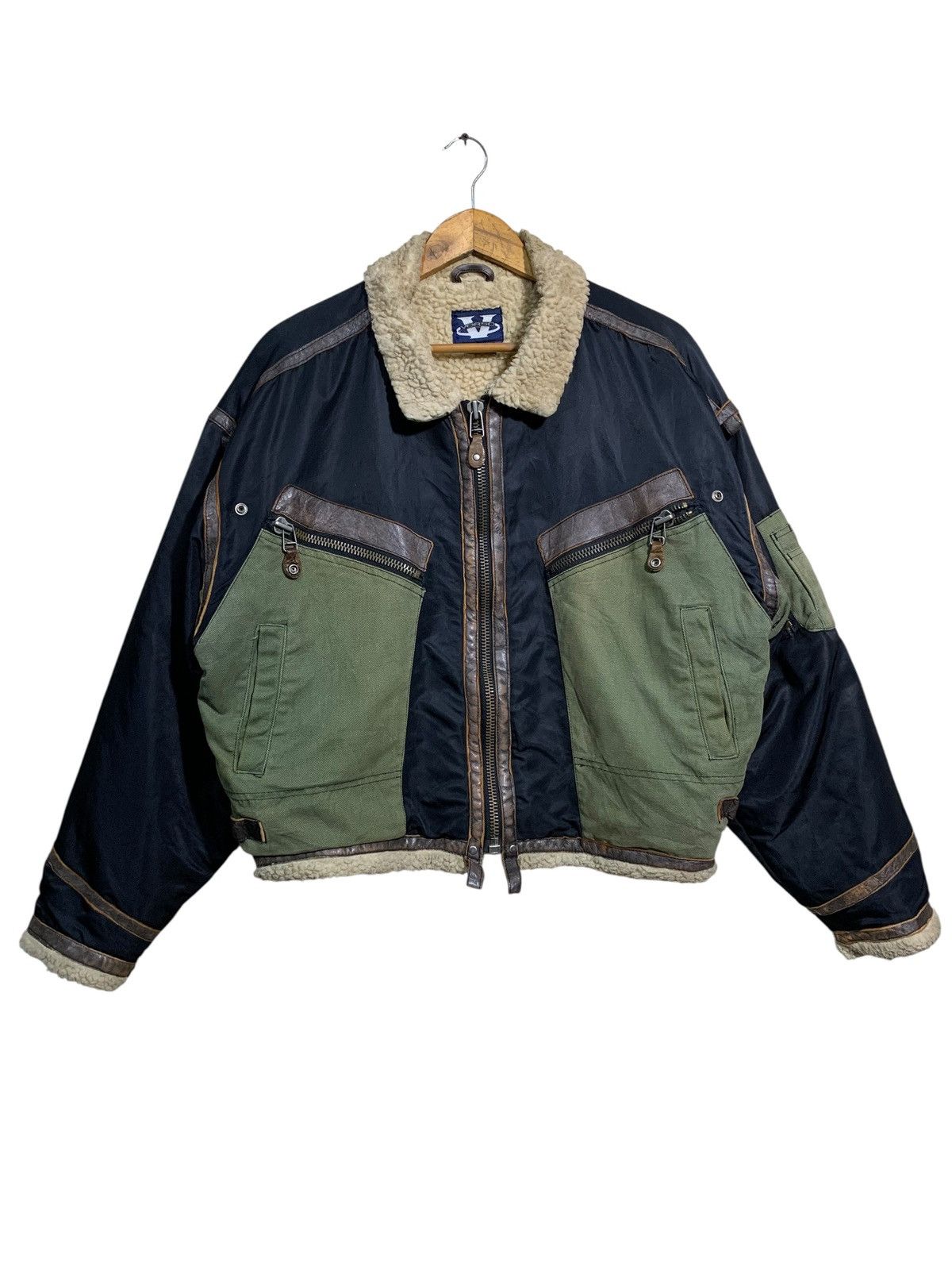 Japanese Brand 🔥VERSO SPLIT CANVAS/LEATHER SHERPA JACKETS Size US L / EU 52-54 / 3 - 1 Thumbnail