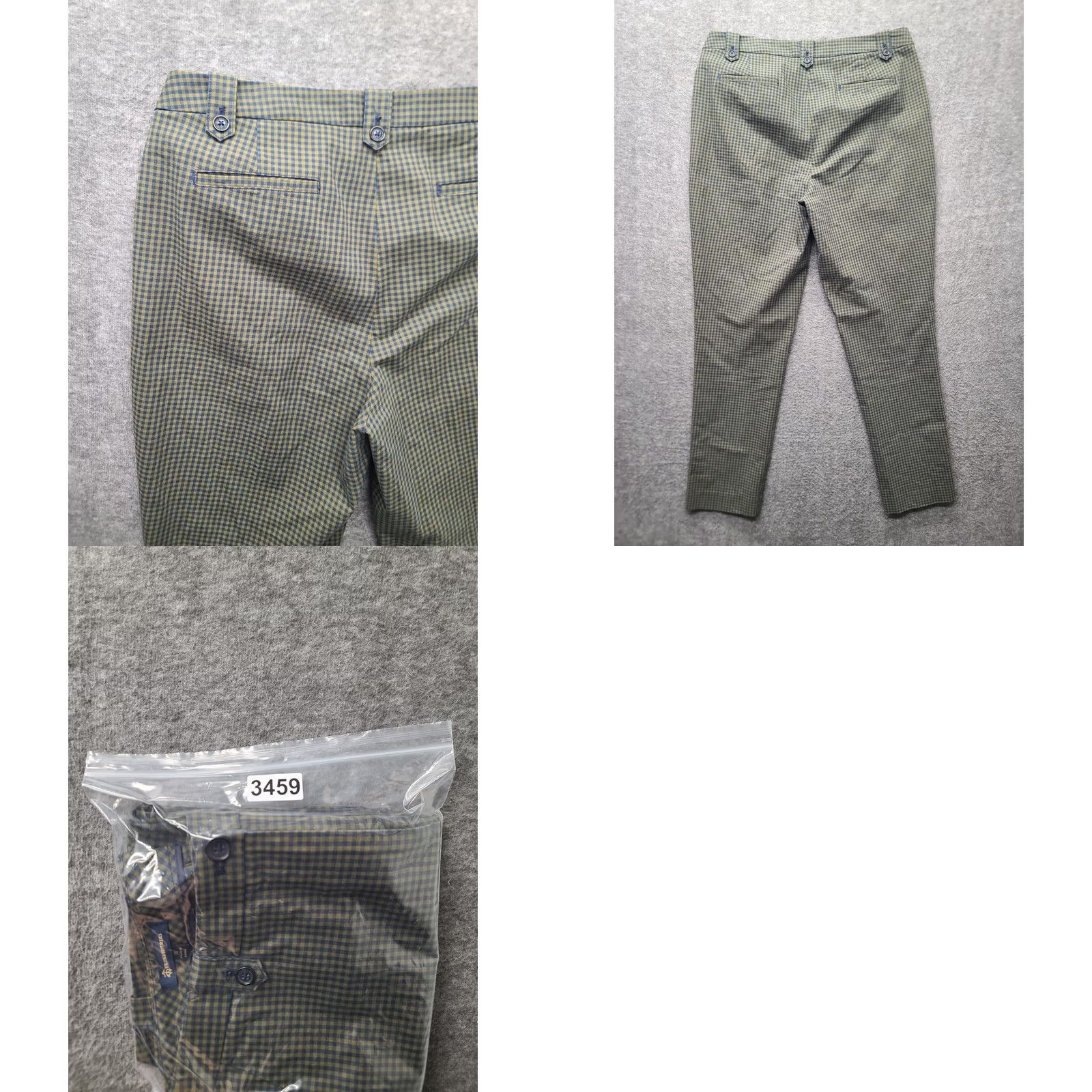 Brooks Brothers VINTAGE Brooks Brothers Gingham Pants Slim Ankle 10x28 Women Blue Yellow Check Stretch Cotton Spandex Sl o? Size 32" / US 10 / IT 46 - 10 Thumbnail