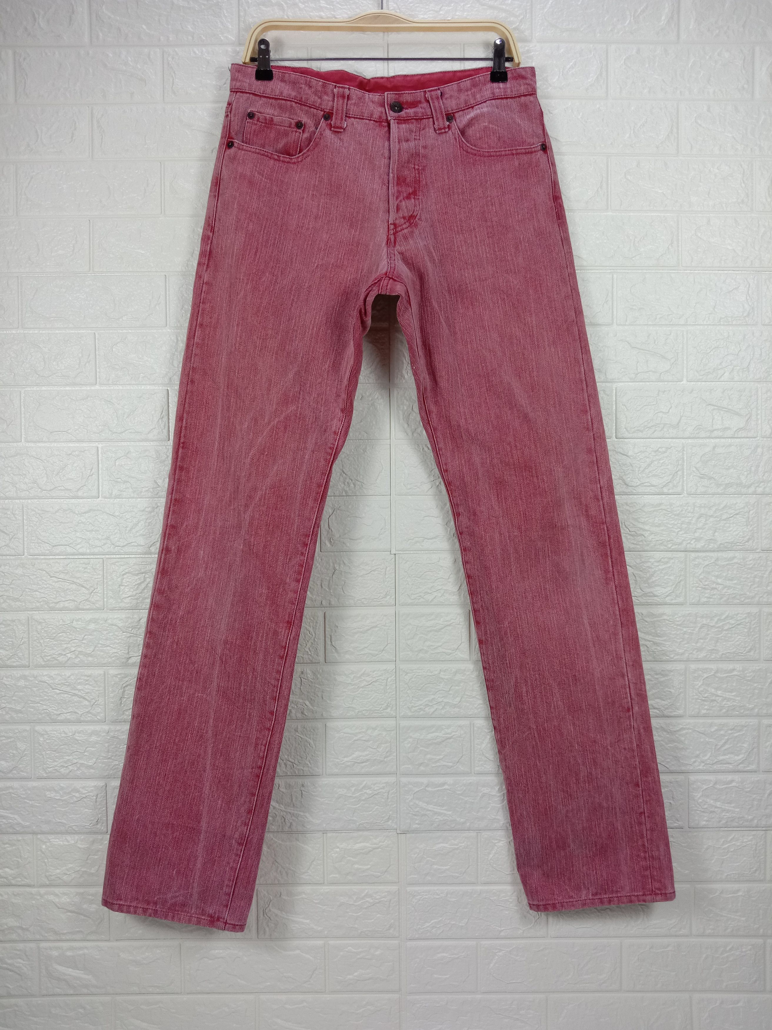 Japanese Punk Jeans Brand High Street Faded Red Denim