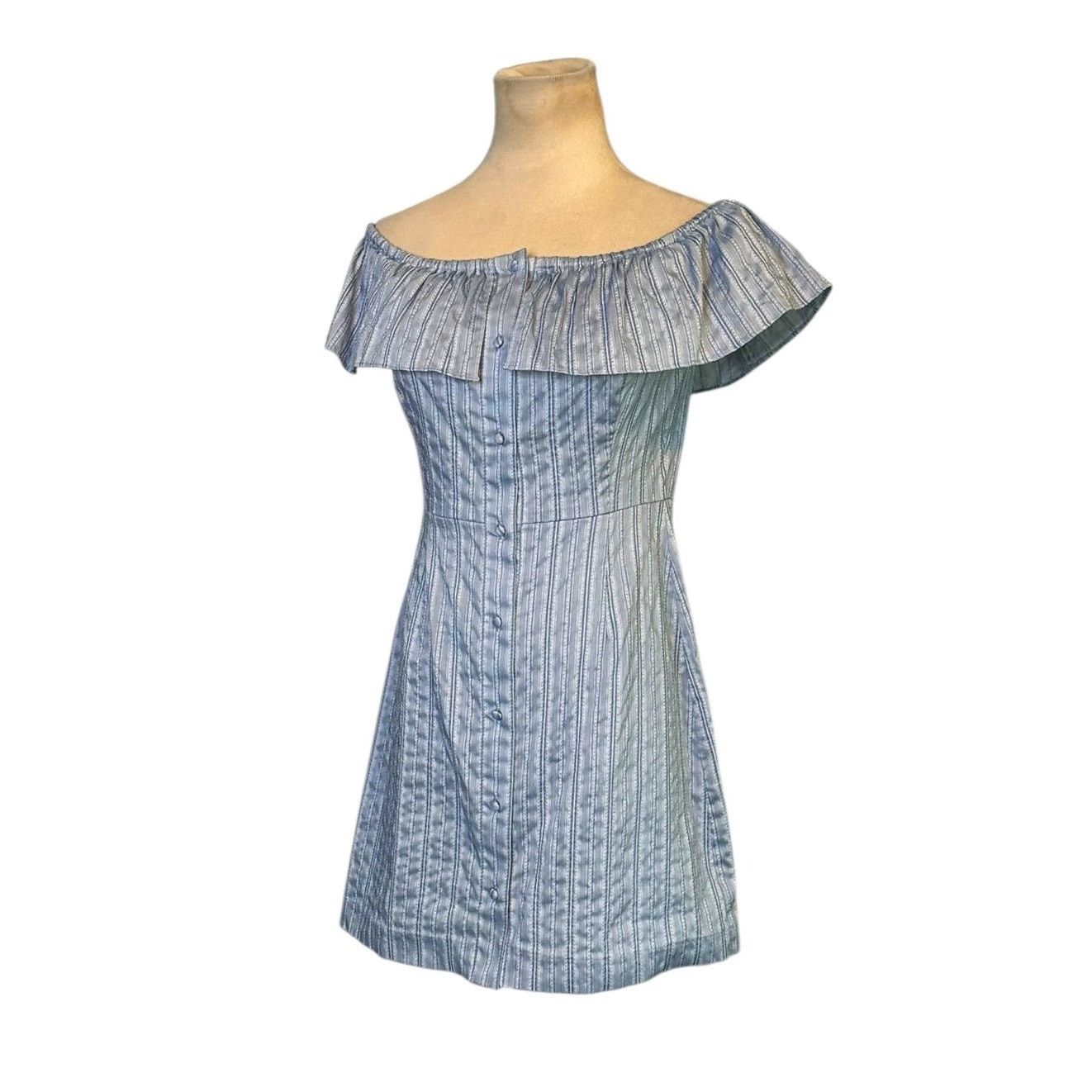 INTERMIX Intermix Ella Off the Shoulder Mini Striped Dress Size Small Size S / US 4 / IT 40 - 10 Thumbnail