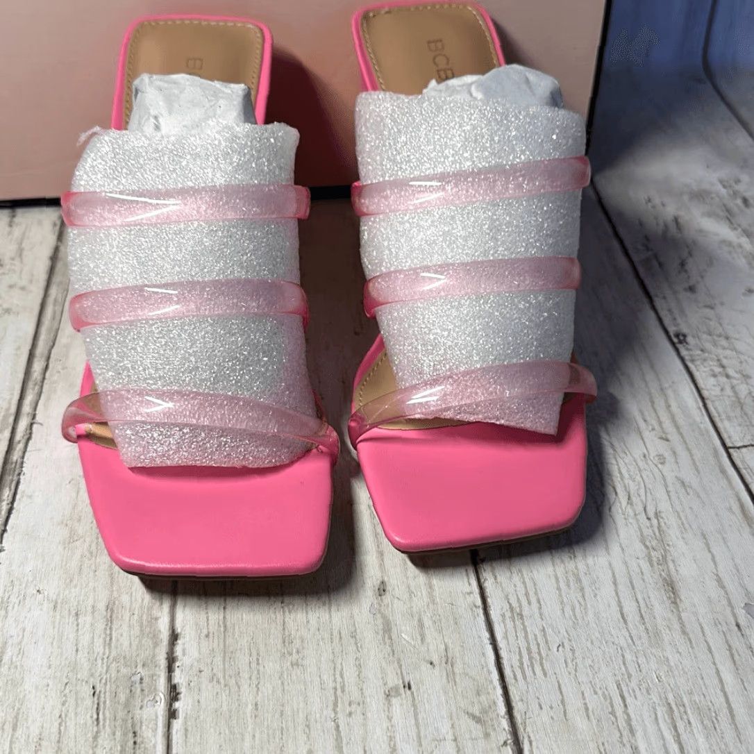 BCBGeneration BCBGeneration Mule Heel Womens 5.5 Pink Clear Strap Bubble Gum 3.5" Heel Size US 6 / IT 36 - 2 Thumbnail