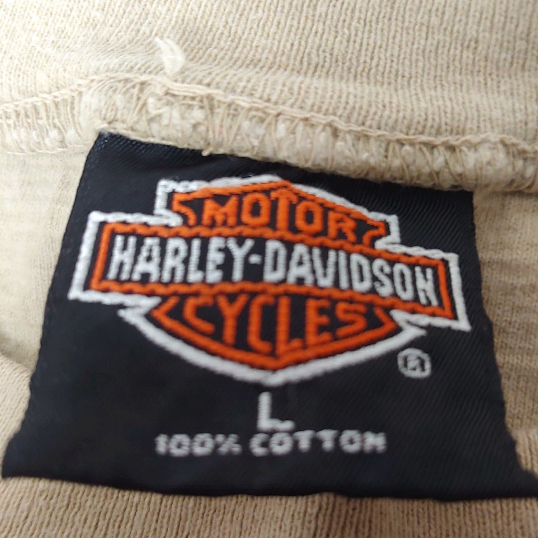Harley Davidson VINTAGE Harley-Davidson Shirt L Men Tan 100% Cotton Ribbed Knit Baltimore Biker Graphic 1990s T-Shirt Short Sleeve Crew Neck Size US L / EU 52-54 / 3 - 4 Thumbnail