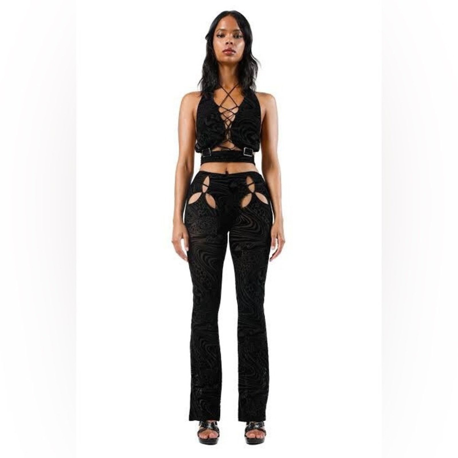 I.AM.GIA I AM GIA Phlox Strappy Lace Up Sexy Top / Burn Out Black XXS Size XXS / US 00 / IT 34 - 3 Thumbnail