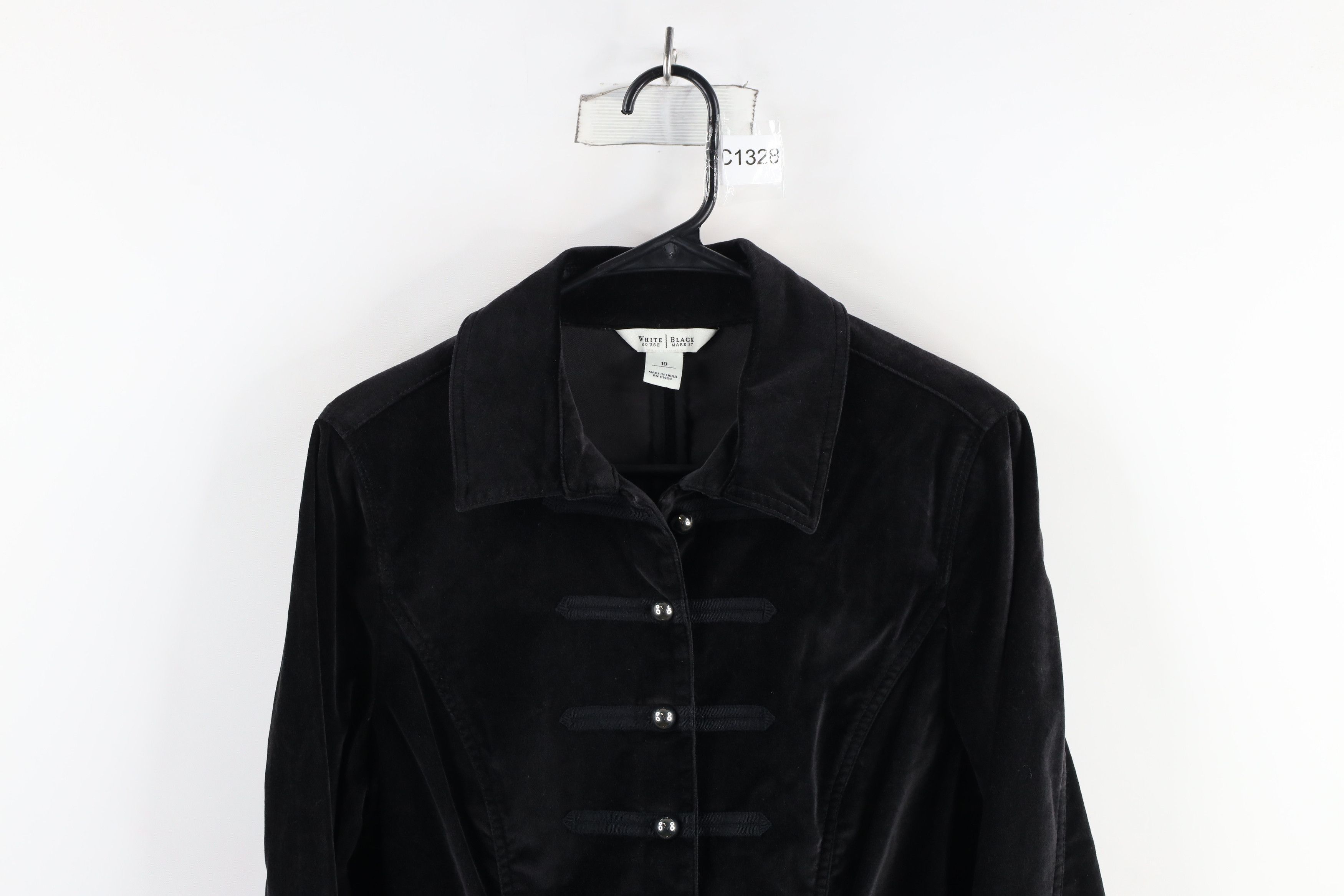 Vintage × White House Black Market White House Black Market Trim Velour Military Blazer Jacket Size L / US 10 / IT 46 - 2 Thumbnail