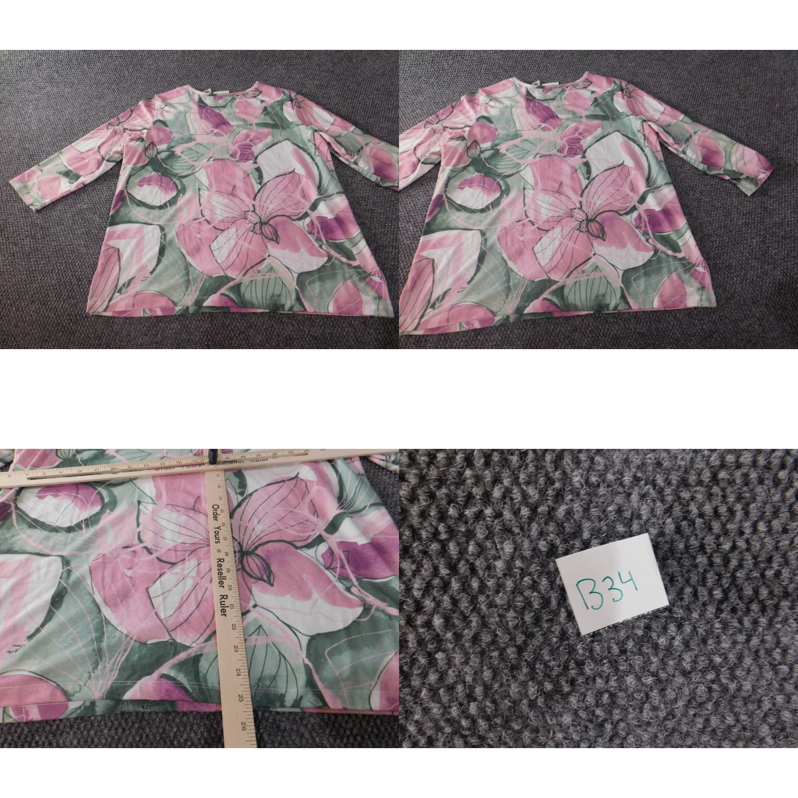Vintage Alfred Dunner Blouse Womens M Purple Floral Long Sleeve Pullover Round Neck Casual Sheer Rayon Polyester Spandex Designer Regular Size M / US 6-8 / IT 42-44 - 8 Thumbnail